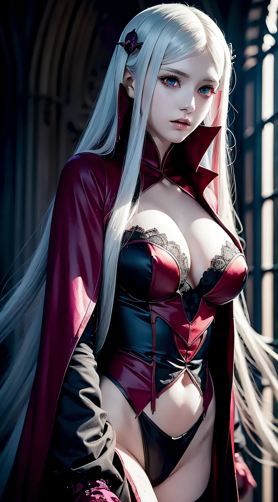 Vampire girl Shalltear Bloodfallen: Overlord anime, best quality, masterpiece, (realistic:1.2), Front, detailed face, (((masterpiece))), (((best quality))),(((extremely detailed))), illustration, mysterious,