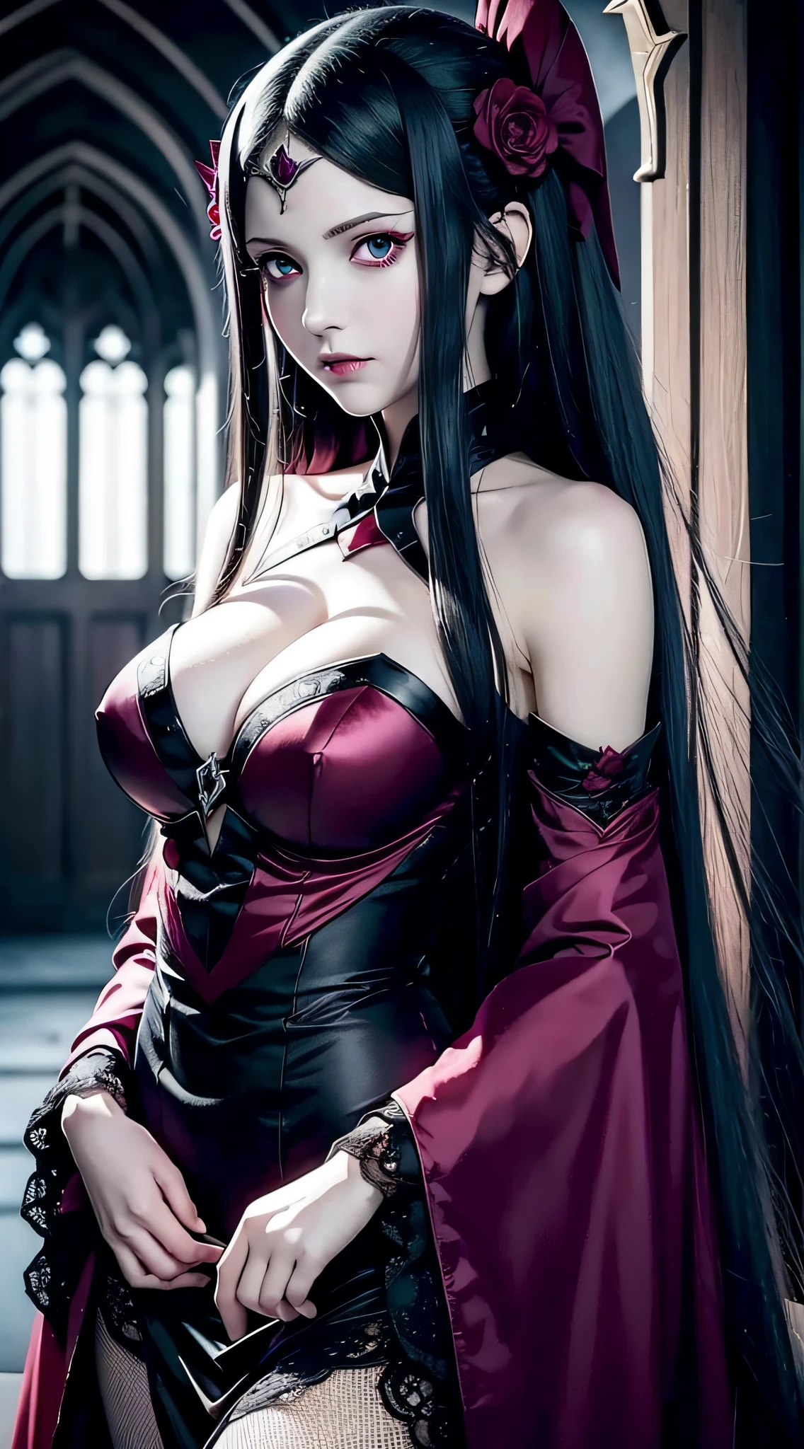 Vampire girl Shalltear Bloodfallen: Overlord anime, best quality, masterpiece, (realistic:1.2), Front, detailed face, (((masterpiece))), (((best quality))),(((extremely detailed))), illustration, mysterious,