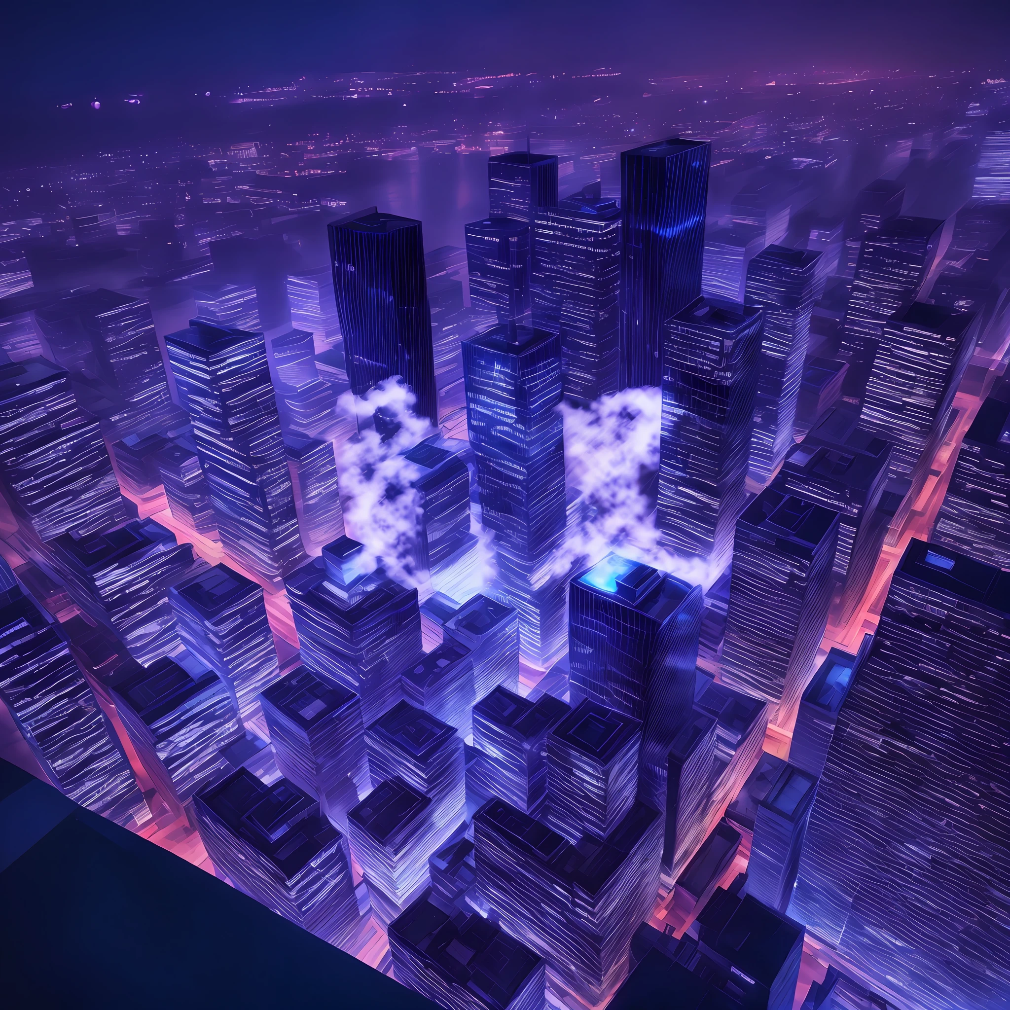 High angle of view,blue-sky,city,1 high-rise building,tmasterpiece,strong lights,lightand shade contrast,4K