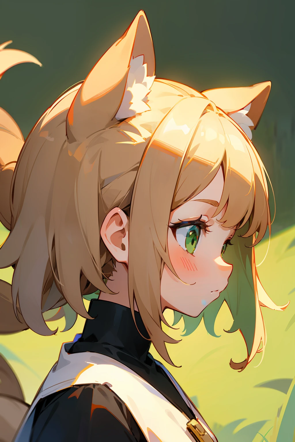(Masterpiece), (Best quality), 1girll, Loli, double tails, Beige hair, Green eyes, tchibi, Pixel art, Profile picture, Avatar