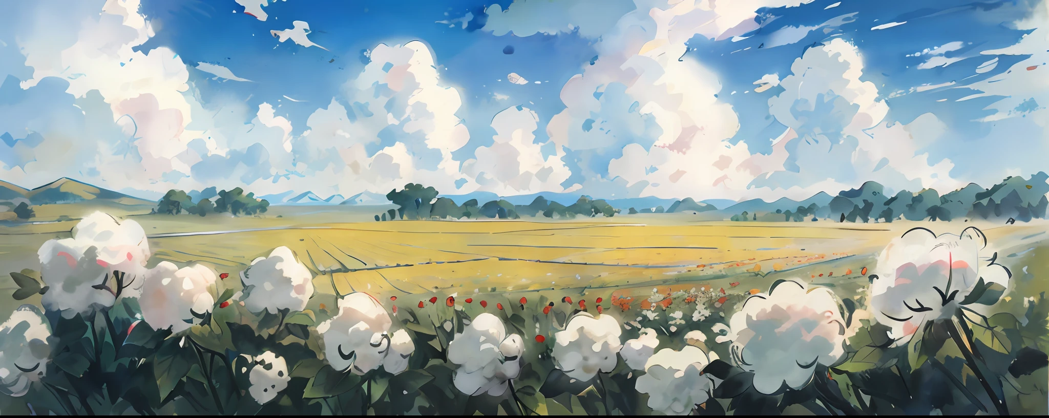 Large area of cotton fields，Vast cotton fields