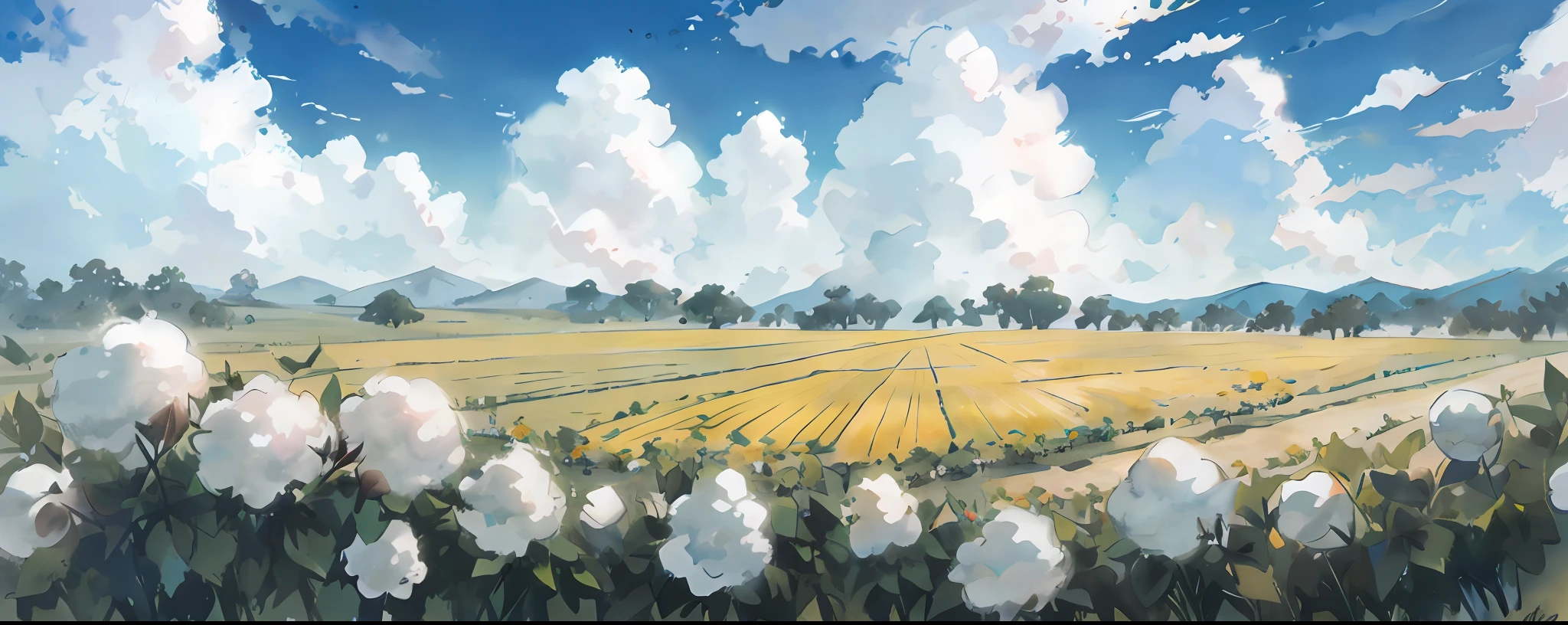 Large area of cotton fields,Vast cotton fields