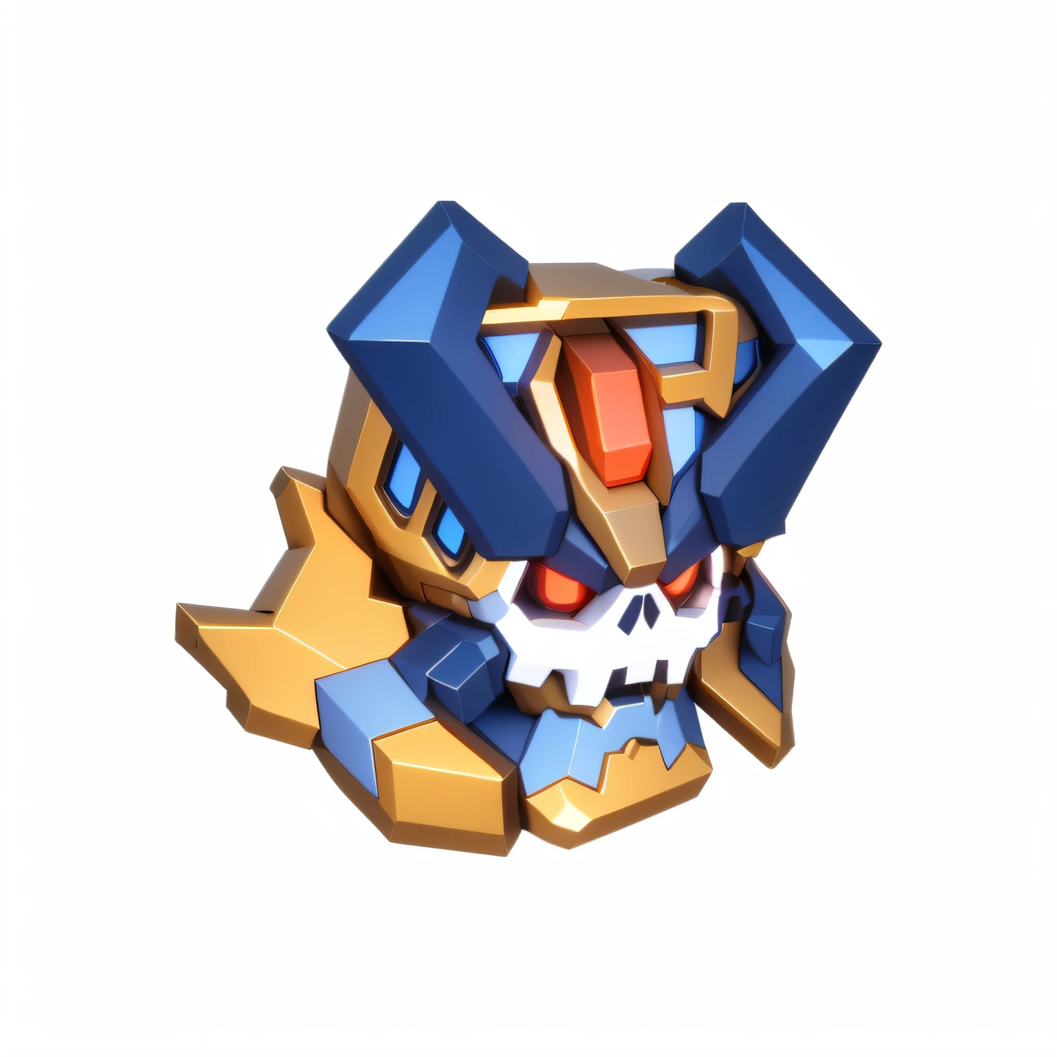 ((Best quality)), ((Masterpiece)), (Detailed),1 man,。.3D,Dynamic perspective,isometry,Cute,skull,greek god in mecha style, gear mecha, Skull head, cool mecha style, 。.3D，Symmetrical,isometry,3D rendering 2D, Blender cycle,Game icon