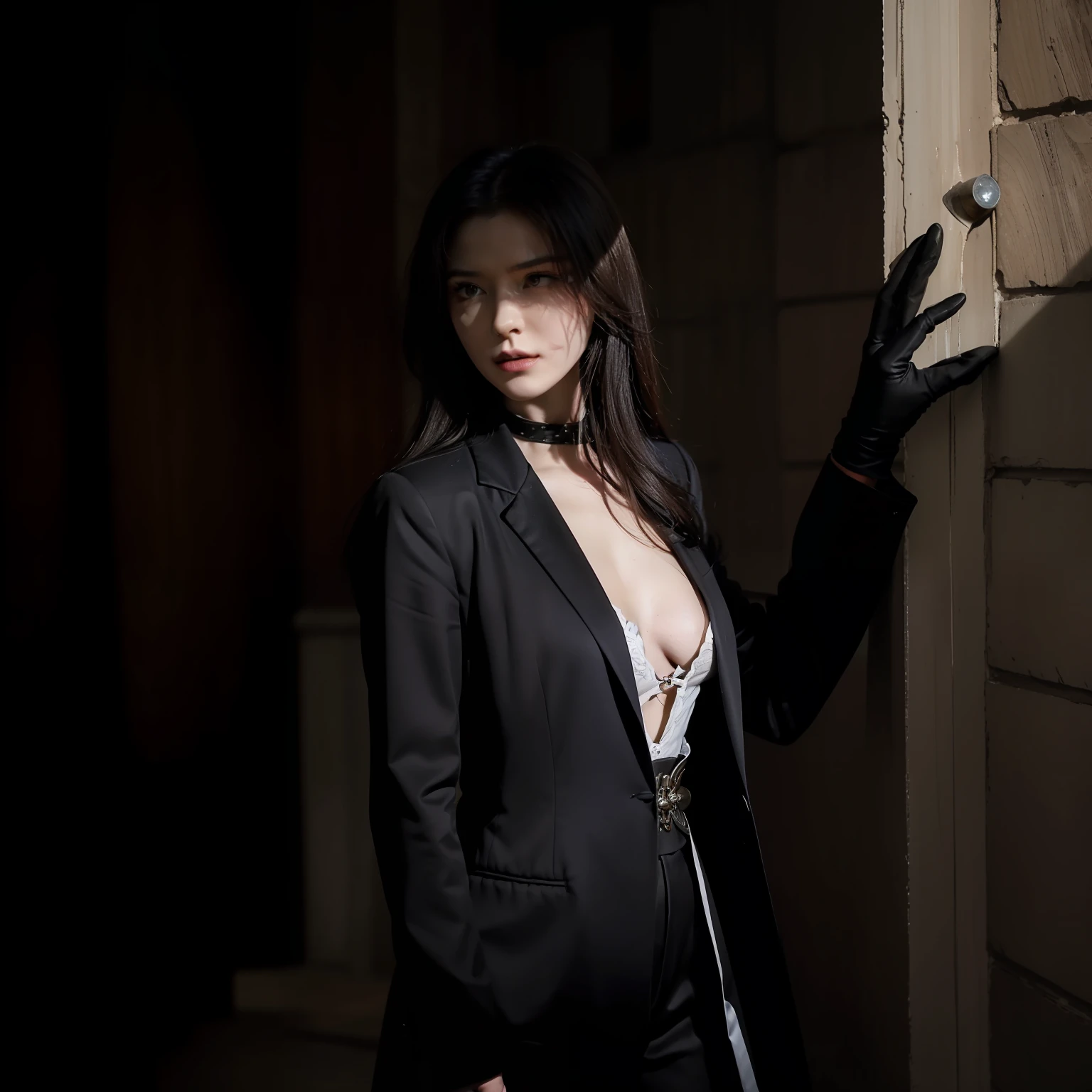 Natasha Castlevania, the enigmatic protagonist of your game, emerges as the last surviving descendant of the legendary Castlevania vampire lineage that faded into history millennia ago. Residing in the 1500 AD era, he aligns herself with the secretive organization known as "The Saber Cross." Tasked with eradicating vampiric threats preying upon humanity, Natasha wields his unique dual-transforming pistols, seamlessly transitioning them into formidable swords. Her existence bridges the gap between the supernatural and human worlds, adding an intriguing layer of complexity to Her character as she navigates his eternal struggle she wearing tuxedo jacket and fedora hat