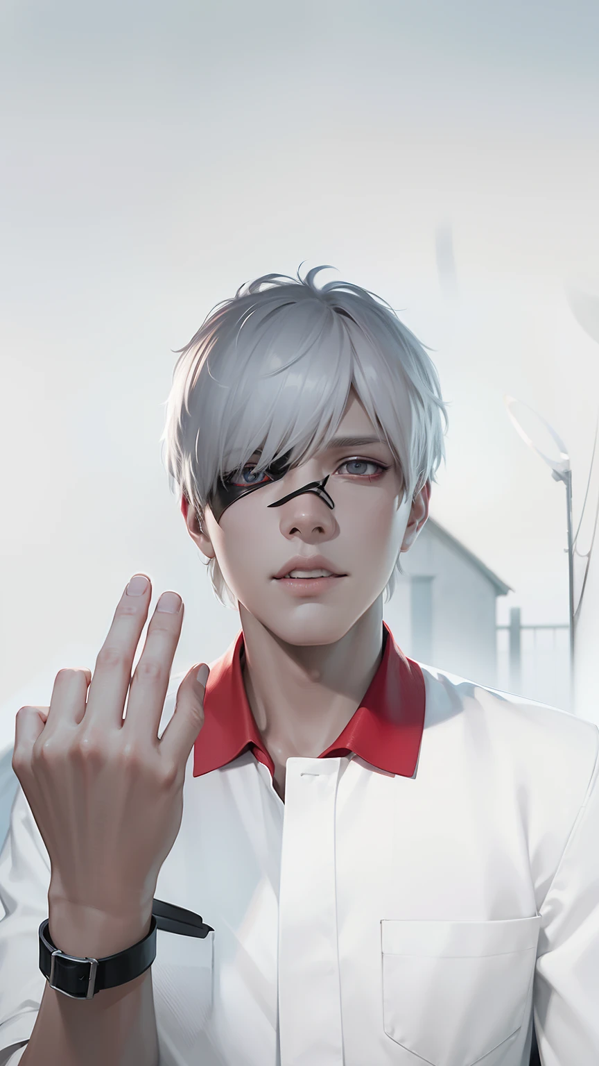 1boy, real hd, ultra hd, 4k, realistic, handsome, kaneki ken, city background, kaneki mask.
