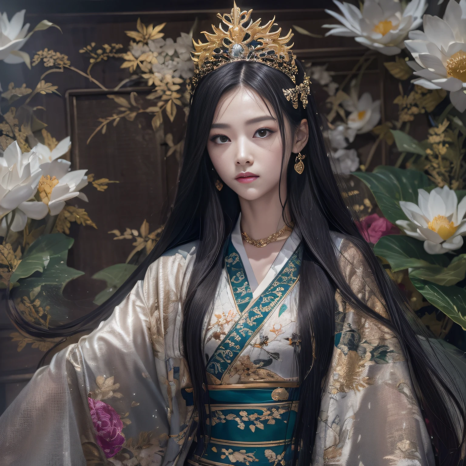 32K(tmasterpiece,k hd,hyper HD,32K)Long flowing black hair,Gold jewelry area in the back room,Smoke ring girl ,Lotus flowers flying (realisticlying:1.4),Carp pattern robe,Purple-pink tiara,Pear blossoms fluttering,The background is pure,Hold your head high,Be proud,The nostrils look at people, A high resolution, the detail, RAW photogr, Sharp Re, Nikon D850 Film Stock Photo by Jefferies Lee 4 Kodak Portra 400 Camera F1.6 shots, Rich colors, ultra-realistic vivid textures, Dramatic lighting, Unreal Engine Art Station Trend, cinestir 800,Hold your head high,Be proud,The nostrils look at people,32K(tmasterpiece,k hd,hyper HD,32K)Long flowing black hair,Backroom pond,zydink, a color, Asian people (A unicorn), (Silk scarf), Combat posture, looking at viewert, long whitr hair, Floating hair, Hanfu, Chinese clothes, longer sleeves, (abstract ink splash:1.2), white backgrounid,Kirin Beast Protector (realisticlying:1.4), (realisticlying:1.4),,The nostrils look at people, A high resolution, the detail, RAW photogr, Sharp Re,