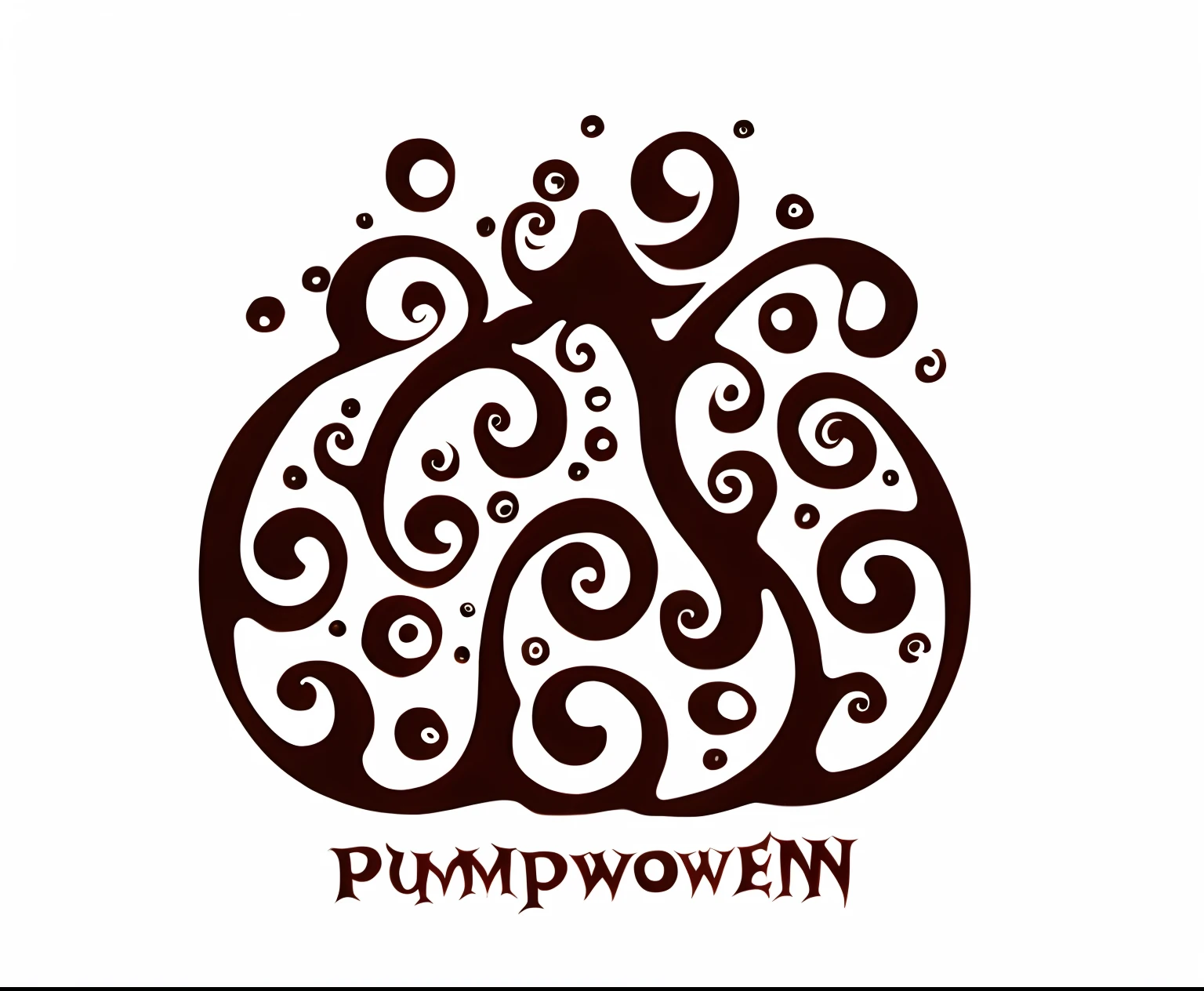 Close-up of pumpkin，It has a swirl pattern on it, pumpkins, Dark design, gourds, evil inky swirly ripples, swirles, herb, inspired by Shūbun Tenshō, halloween theme, The darkness is intricate, october, spooky halloween theme, beholder, scrollwork, Night!, svg art