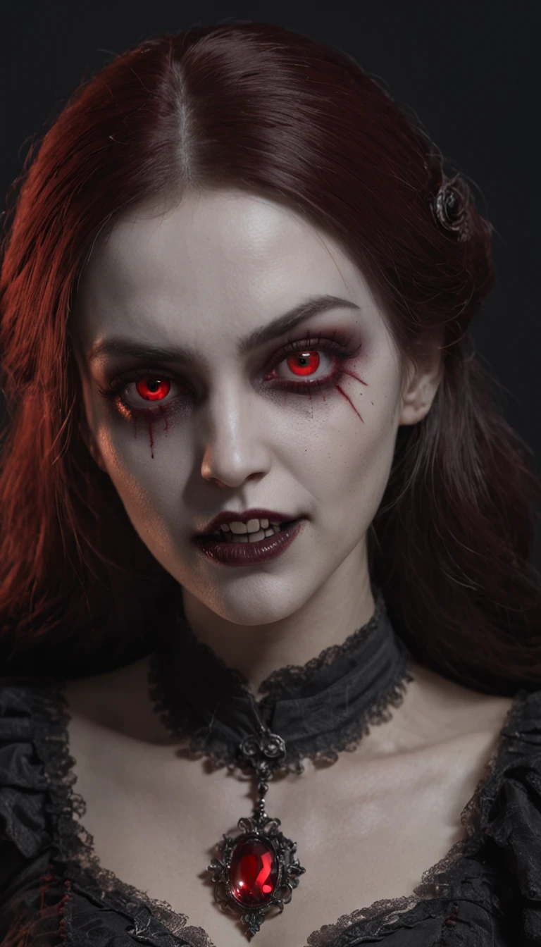 Masterpiece, highest quality, 8K HD, 1 vampire girl, Scary atmosphere, Gothic, open mouth, vampire teeth, Red eyes
，(masterpiece award winning , best quality:1. 2) , Christian Zombie Vampire, detailed face , grey eyes, cinematic , gloomy illumination, horror aesthetic, highly detailed environment, 16k, UHD, HDR, (Masterpiece:1. 5), (best quality:1. 5)