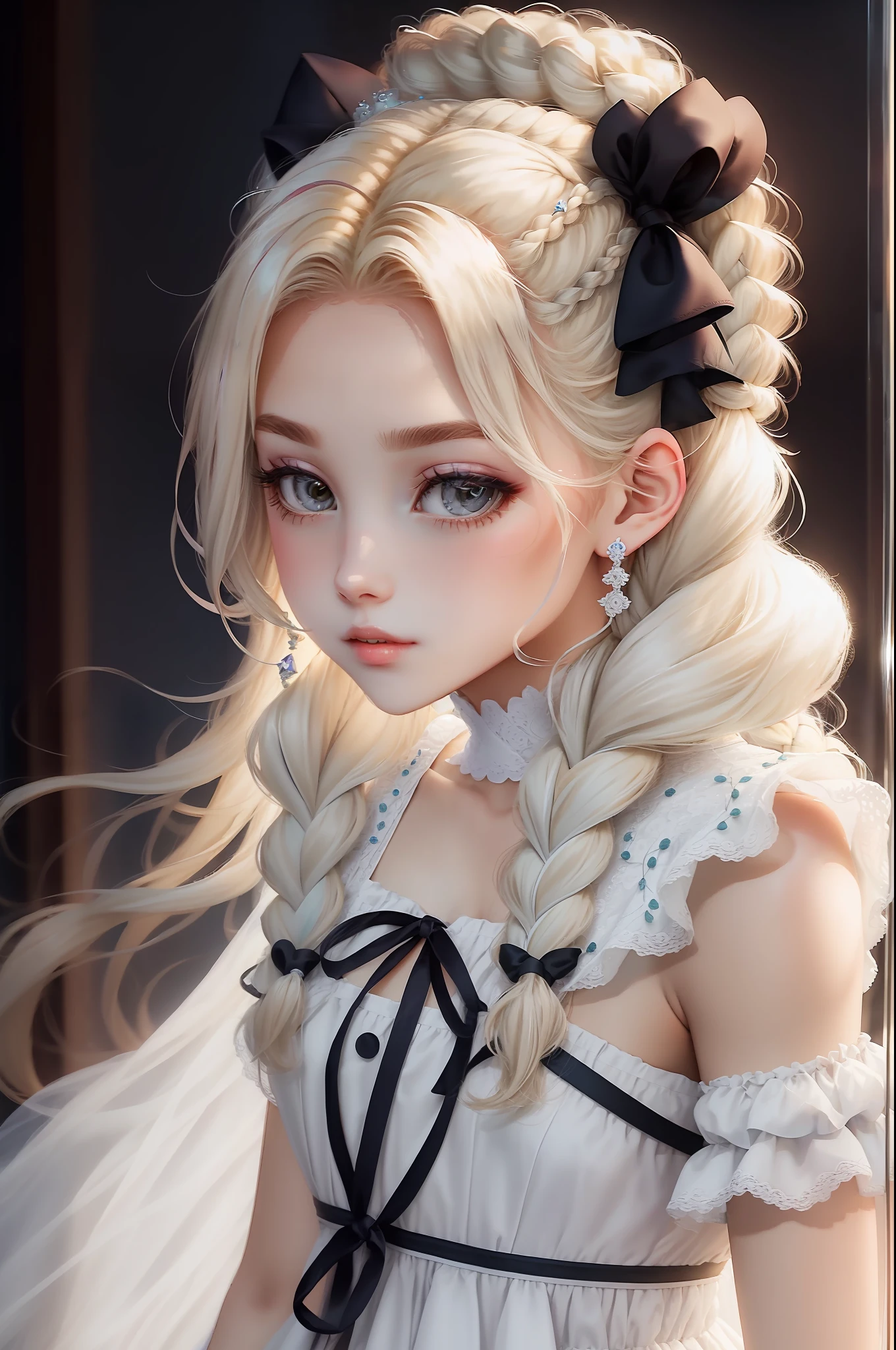 Princess A Princess Soft Good style best quality(Highest Quality) , High quality(hiquality) soft hair amarelo Fluffy dress blonde Braids The whole body is reflected Very delicate tone and good atmosphere