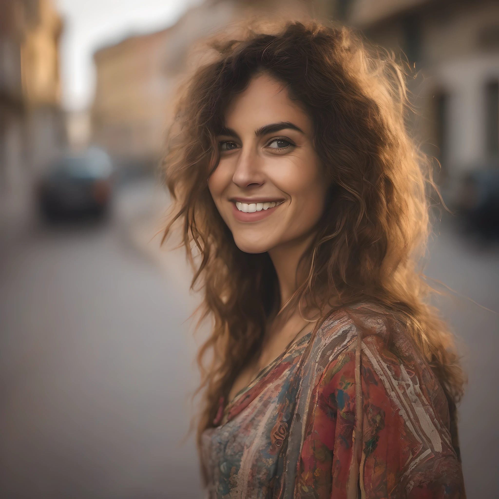 (Hermosa foto:1.3) de (Ultra detallado:1.3), (fotorrealista:1.7),( realista:1.7), Foto RAW, 8k UHD, Piel alta y detallada, Beautiful Spanish hippie woman, 32yo, Spanish woman, ojos claros, Regla de los tercios, Obra maestra, Cinematographer, Ultra realismo, realista, al aire libre, Hora dorada, retrato, sonriente, canas de pelo corto, Estilo rockero, DOF, (Malaga:1.1), puerto, Cielo, nubes, Soft lighting, ( Piel altamente detallada:0.7),(Film grain:1.3), 8k UHD, DSLR, Soft lighting, alta calidad, IDRI, Fujifilm XT3
