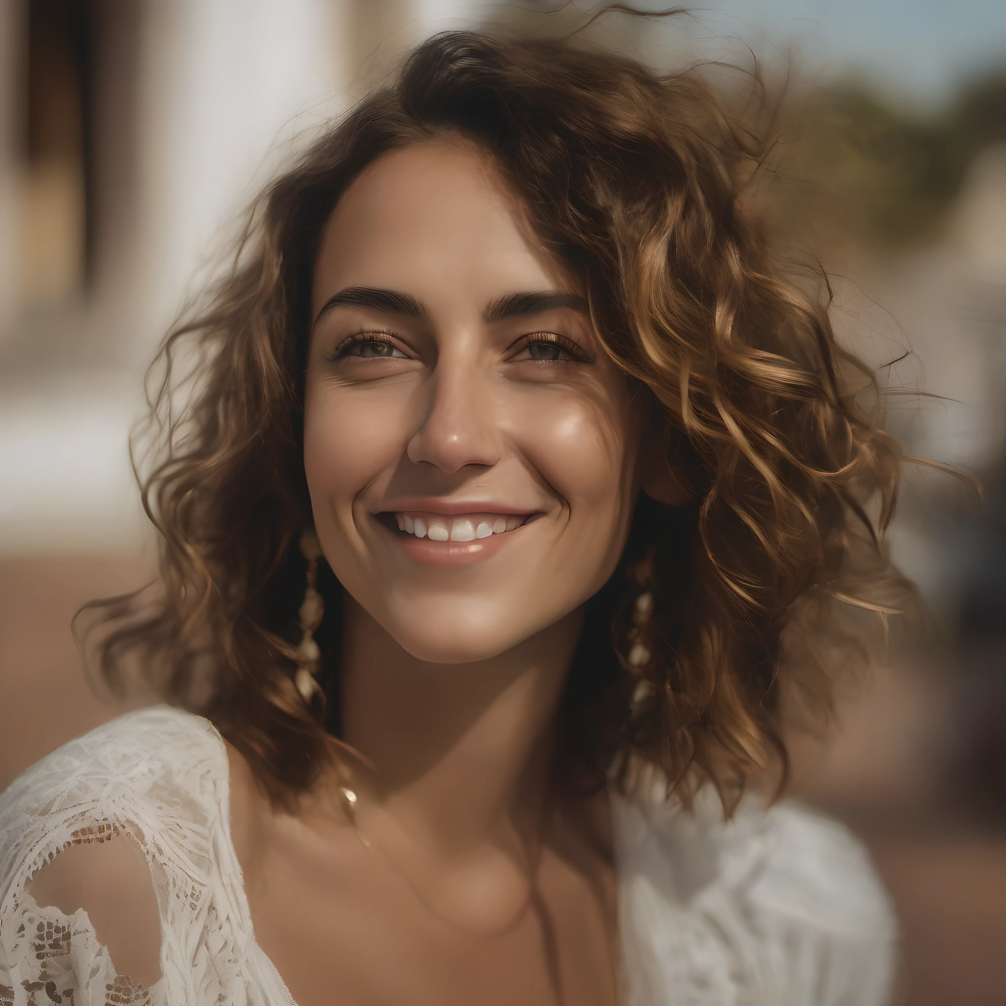 (Hermosa foto:1.3) de (Ultra detallado:1.3), (fotorrealista:1.7),( realista:1.7), Foto RAW, 8k UHD, Piel alta y detallada, Beautiful Spanish hippie woman, 32yo, Spanish woman, ojos claros, Regla de los tercios, Obra maestra, Cinematographer, Ultra realismo, realista, al aire libre, Hora dorada, retrato, sonriente, canas de pelo corto, Estilo rockero, DOF, (Malaga:1.1), puerto, Cielo, nubes, Soft lighting, ( Piel altamente detallada:0.7),(Film grain:1.3), 8k UHD, DSLR, Soft lighting, alta calidad, IDRI, Fujifilm XT3