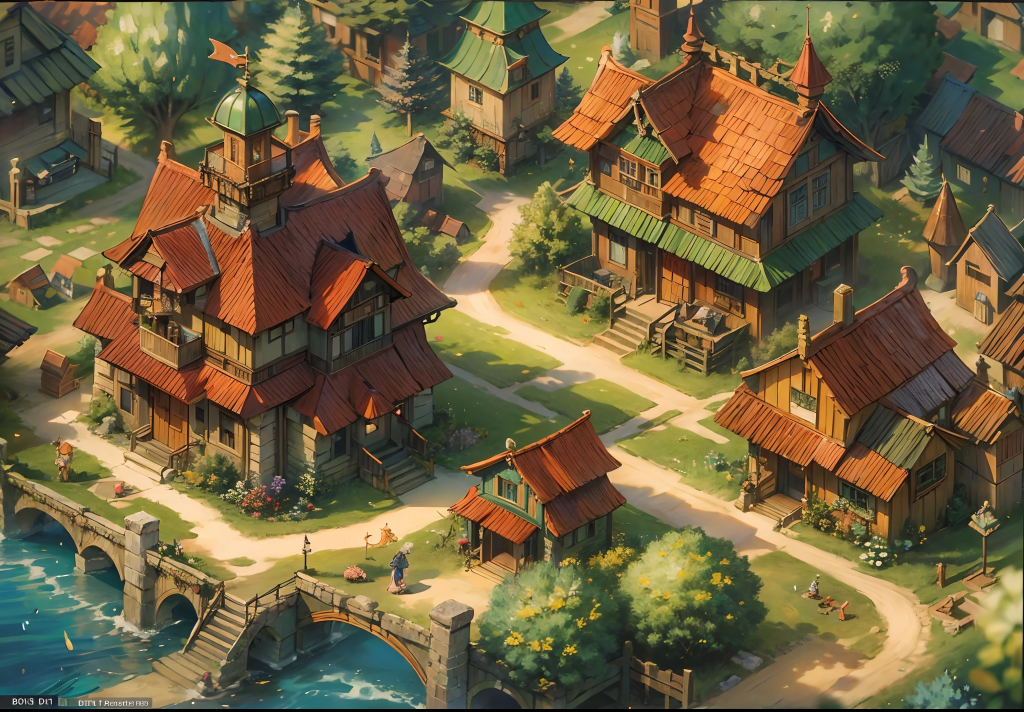 (absurdres, highres, ultra detailed, HDR), masterpiece, best quality, legend of mana town, dawn of mana console, portrait of a place, nostalgic place, town of lumina, detailed scenery, in a legend of mana town, lumina, place town, scenery, professional photo, path town detailed scenery, detailed background