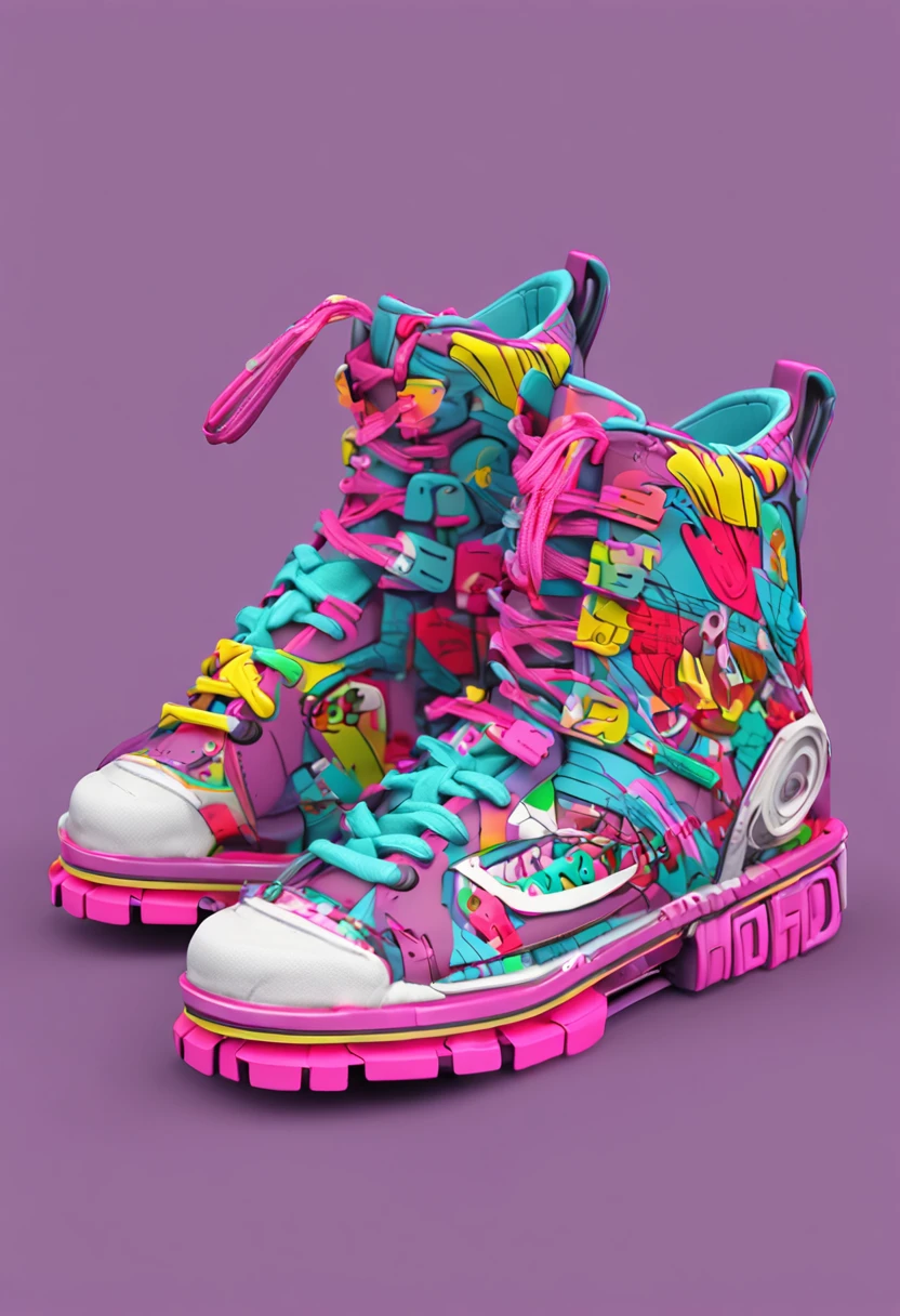 3D Toys, ip, Cyberpunk style, cute little girl, laser textured clothes, simple background, three views, namely the front view, the side view and the back view, best quality, c4d, Blender, 3D models, toys, vivid colors, street style, high resolution, lots of details, Pixar, Candy colors, skateboard shoes Big shoes, Fashion trends, Art