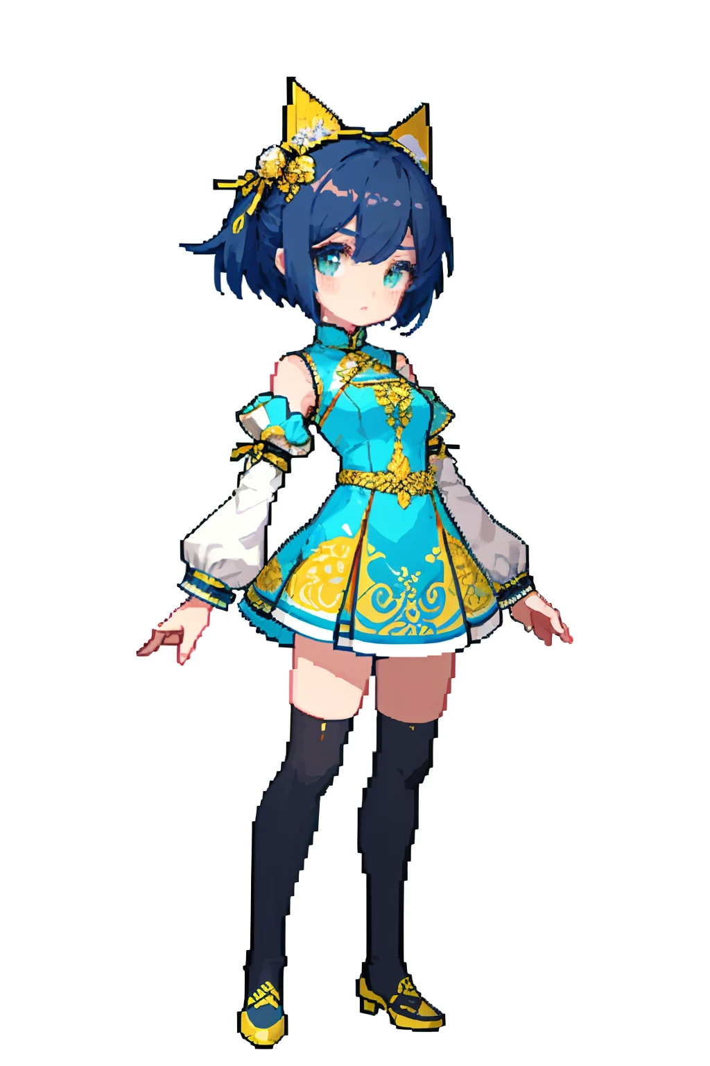 (tmasterpiece、top-quality、top-quality)、pix、Pixel art、1 rapariga、full body Esbian、qipao dress,(thigh high),Long seams，dynamicposes