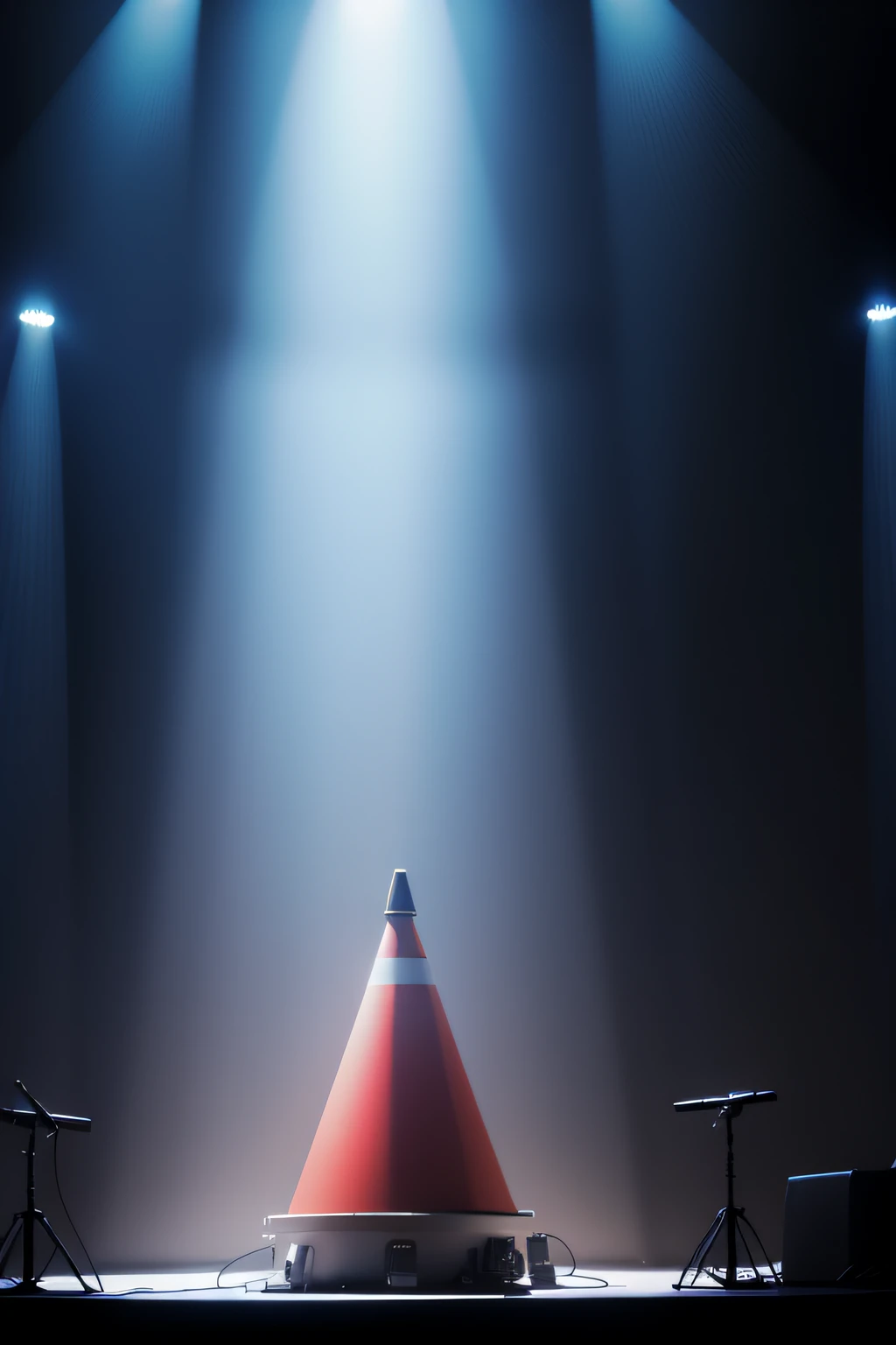 Stage background,A beam of cone,One microphone