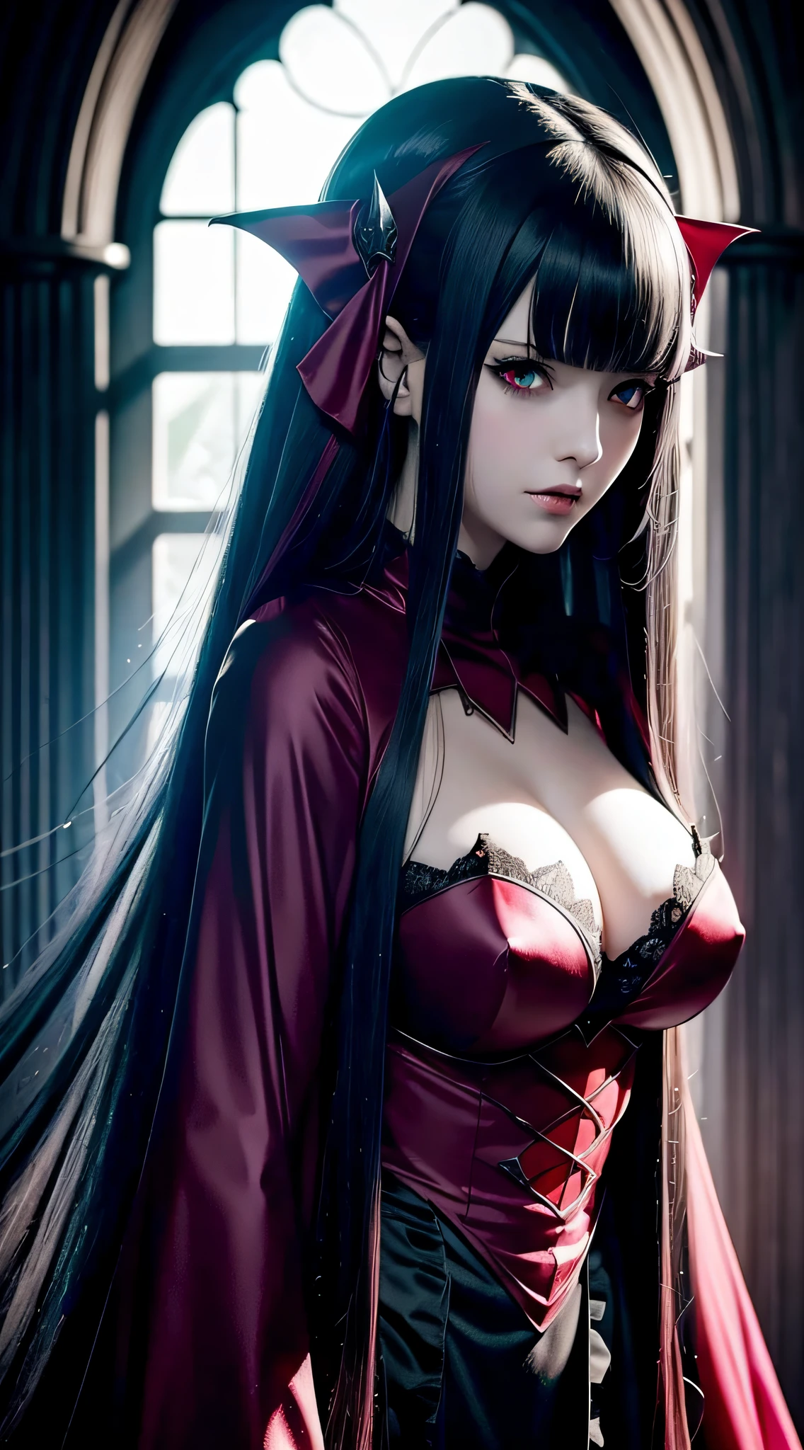 Vampire girl Shalltear Bloodfallen: Overlord anime, best quality, masterpiece, (realistic:1.2), Front, detailed face, (((masterpiece))), (((best quality))),(((extremely detailed))), illustration, mysterious,