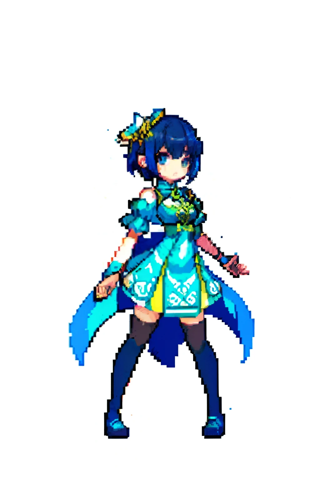 tmasterpiece、top-quality、top-quality)、pix、Pixel art、1 rapariga、full body Esbian、qipao dress,(thigh high),Long seams,