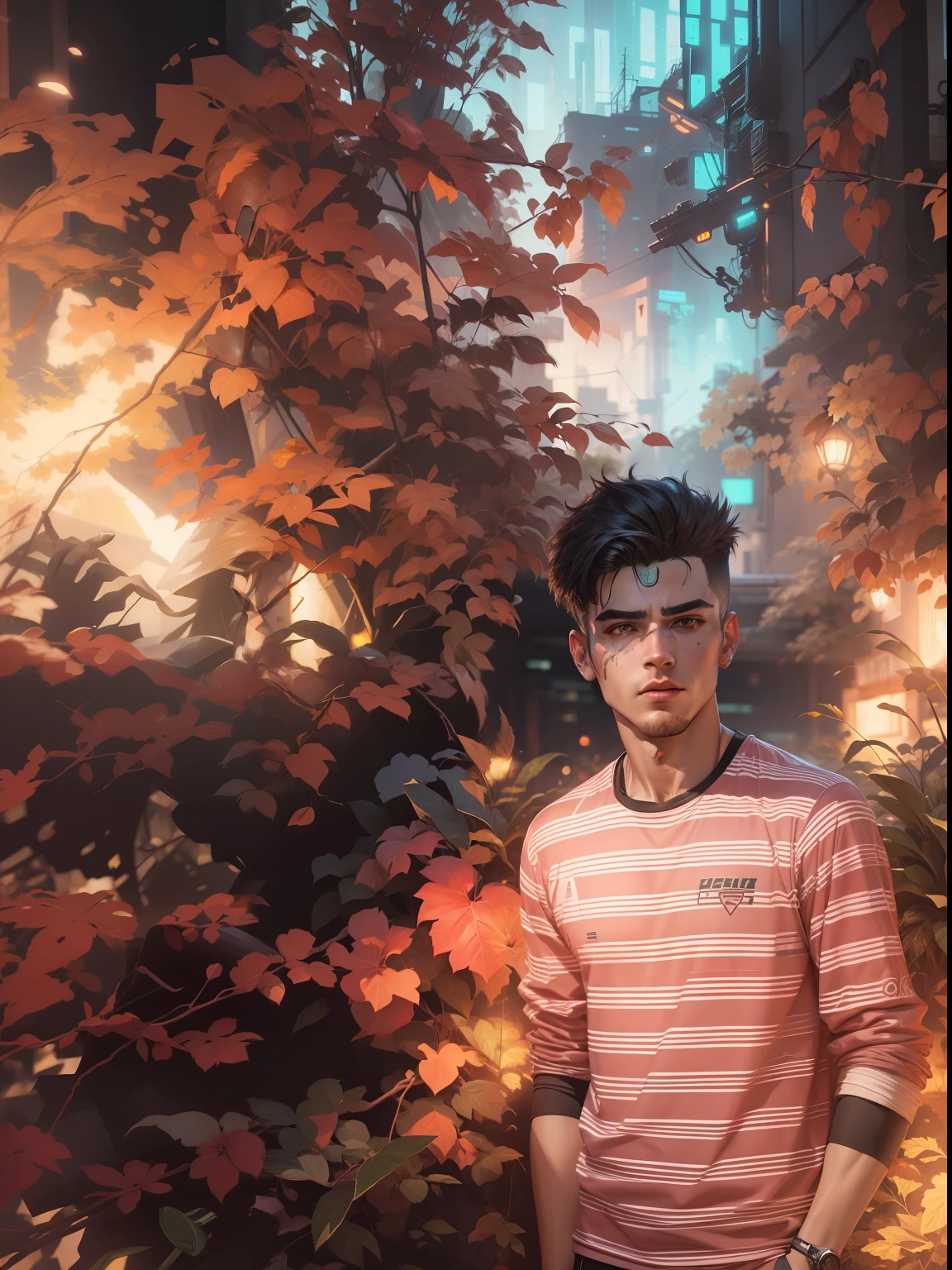 Change background cyberpunk handsome boy,realistic face, 8k,ultra realistic,