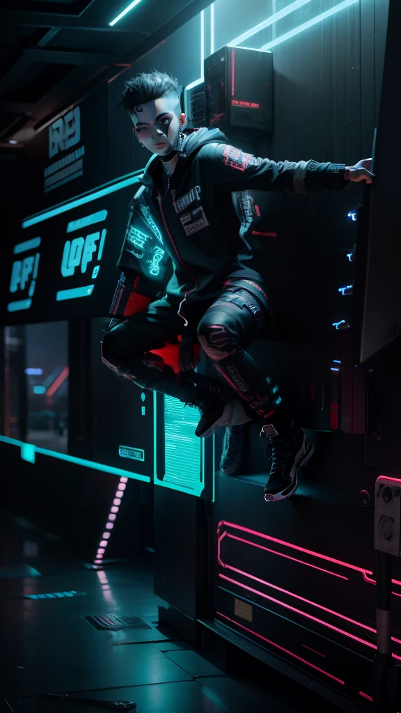 Change background cyberpunk hundshom boy realstic face 8k ultra realstic