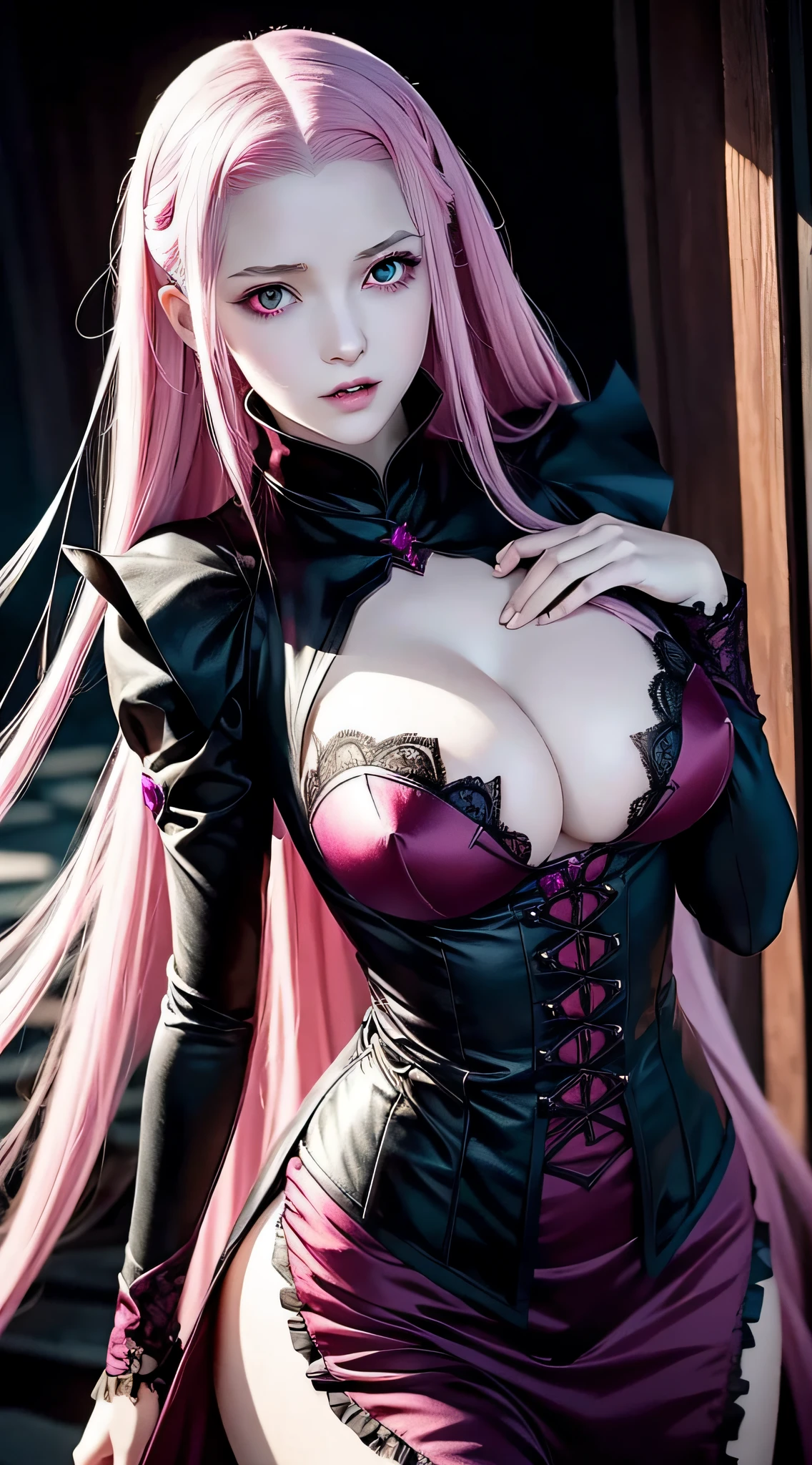 Vampire girl Shalltear Bloodfallen: Overlord anime, best quality, masterpiece, (realistic:1.2), Front, detailed face, (((masterpiece))), (((best quality))),(((extremely detailed))), illustration, mysterious,