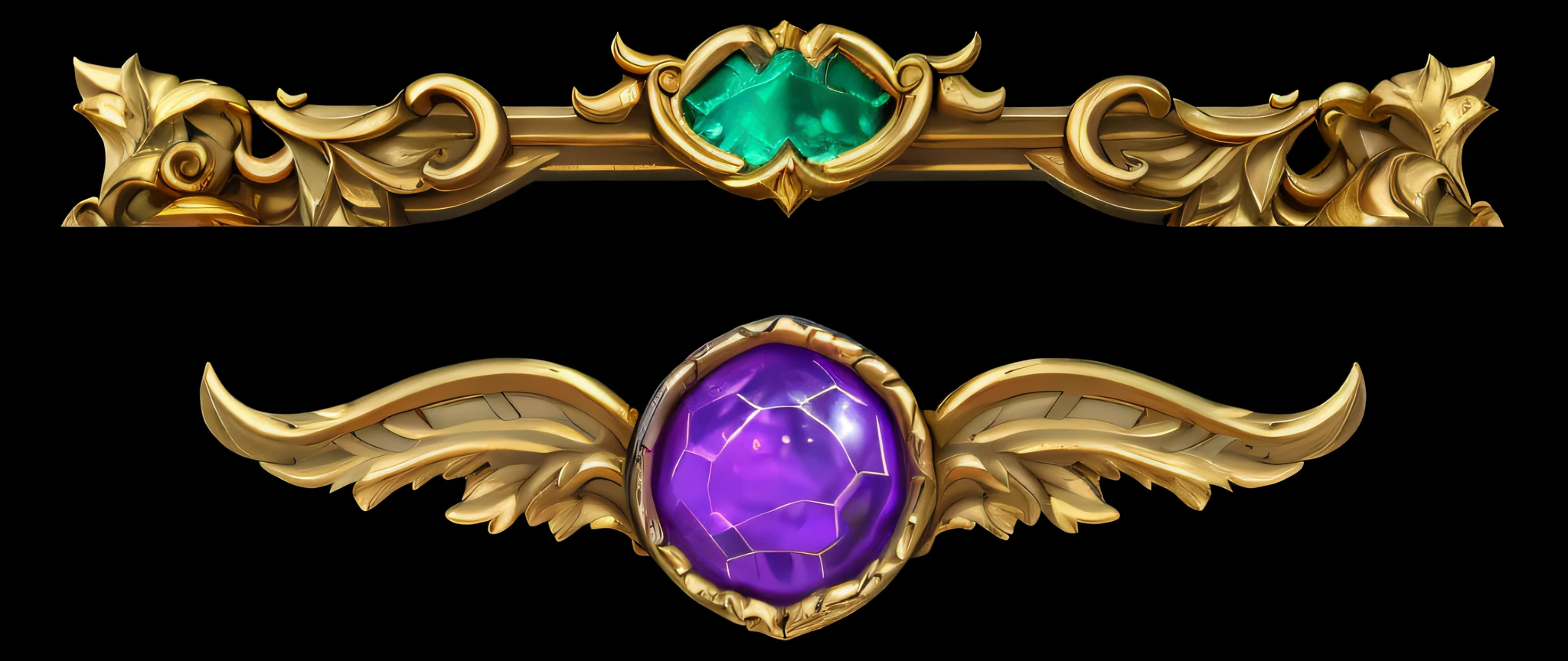 Gold frame with purple ball close-up