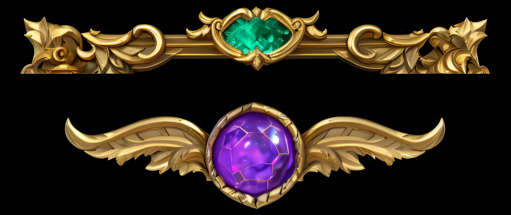 Gold frame with purple ball close-up