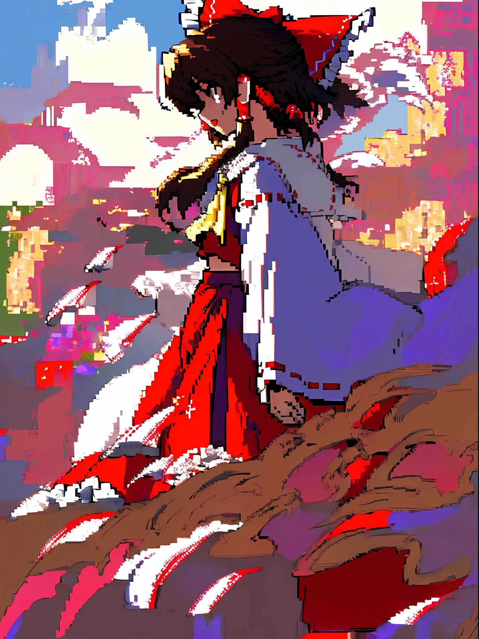Reimu Hakurei, pixel, looking away