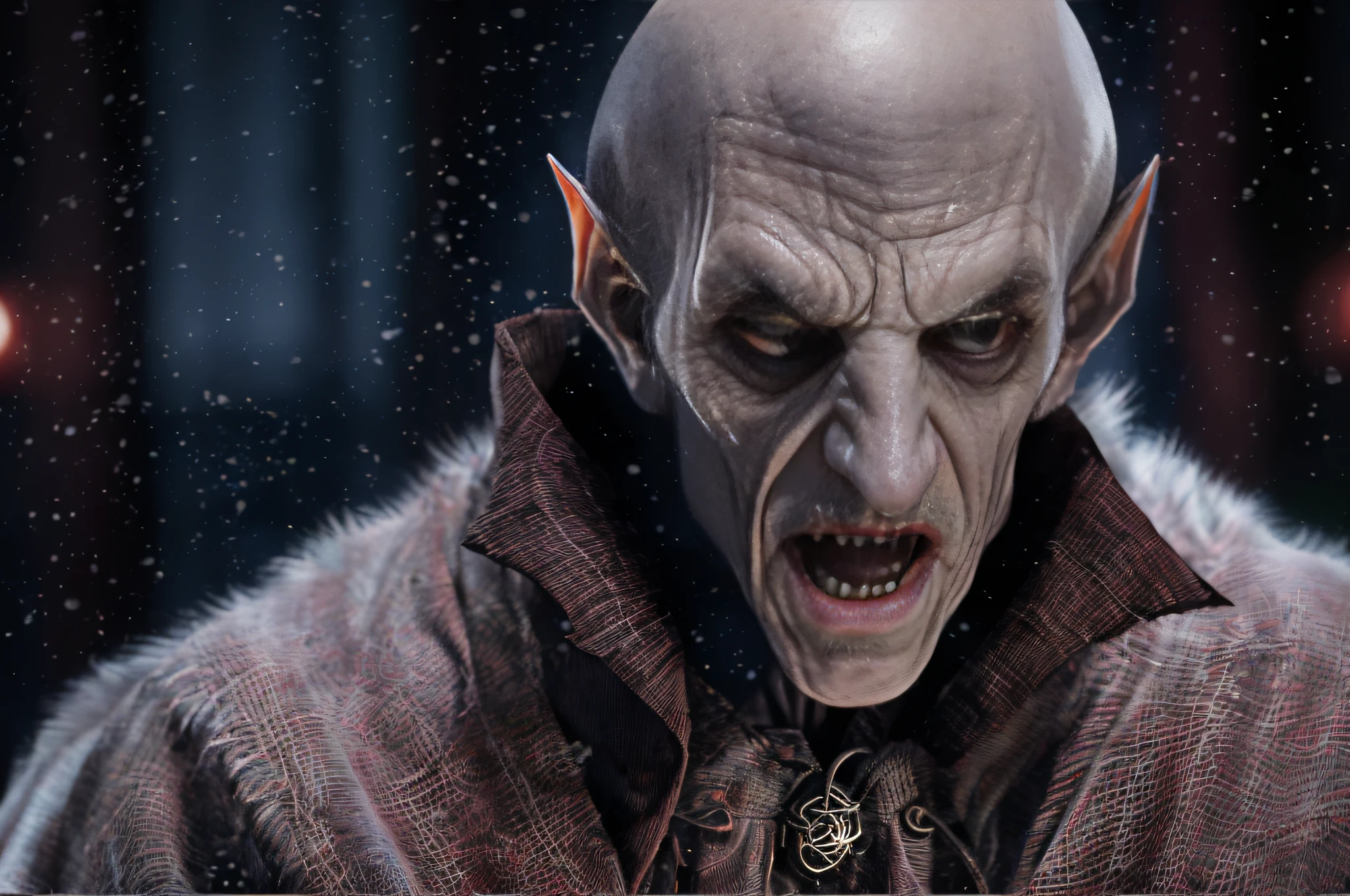 RAW photo, best, masterpiece, best quality, high quality, extremely detailed (scary male Nosferatu vampire lord: 1.3), elder vampire, long fangs, pale skin, best quality, cinematic lighting, sharp focus, photo-realistic, ultra-realistic, 8k