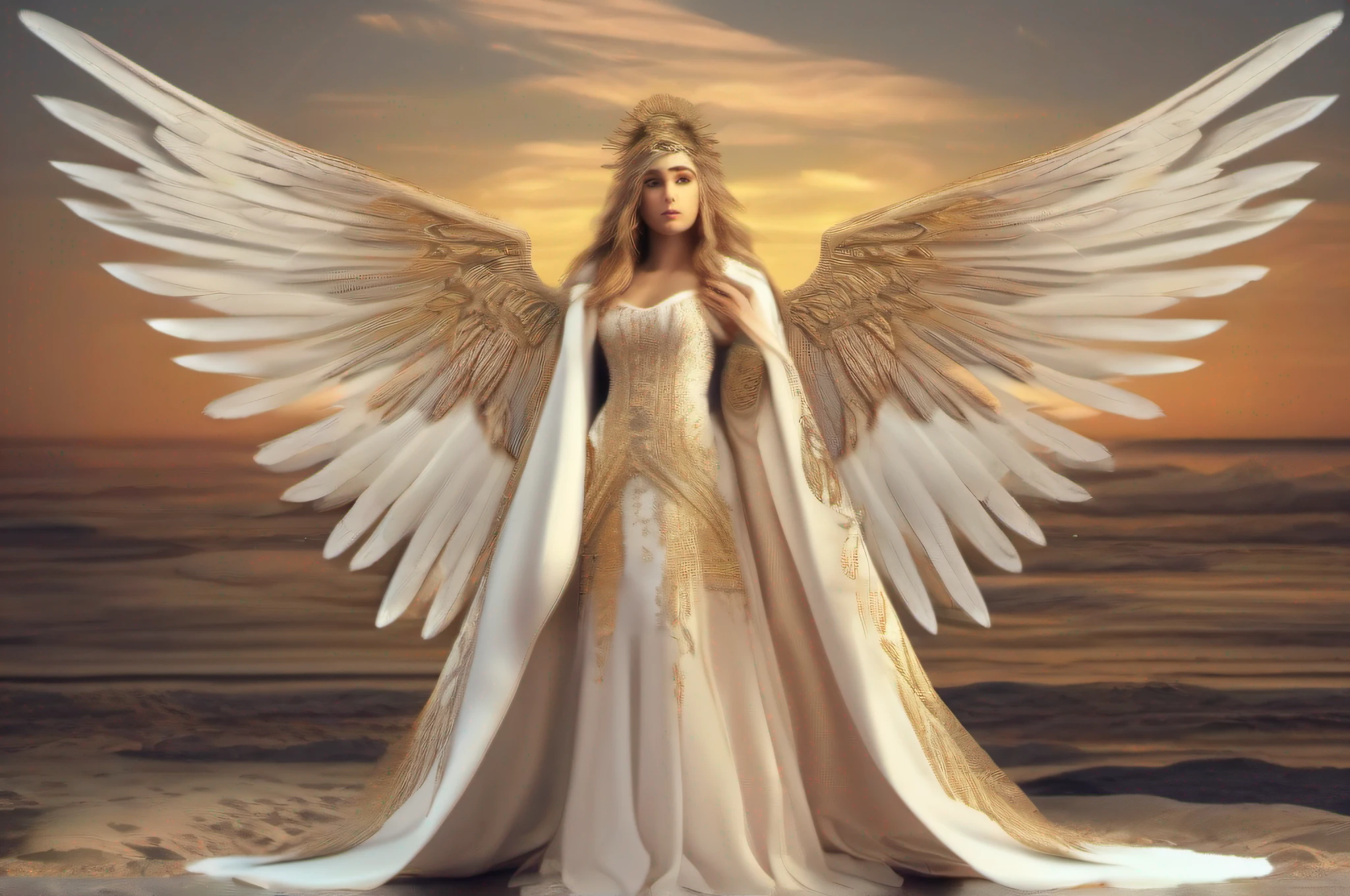 (((Holy GUARDIAN ANGEL. 19 years old))) (((IMAGEN VINTAGE RETRO))) ((( Con una cara seria y piadosa. Con una mirada dulce y tierna))) (obra maestra, calidad superior, mejor calidad, arte oficial, beautiful and aesthetic: 1.2), (1girl), extremadamente detallado, (Arte fractal: 1.3), colorido, highest detailed, Cara perfecta, parte superior del cuerpo, HDR, (orando: 1.3), (golden lines of white coat: 1.2), galaxia, (rayas de luz), eye-catching visuals, (dynamic stripes, senderos luminosos: 1.2), colores vibrantes,