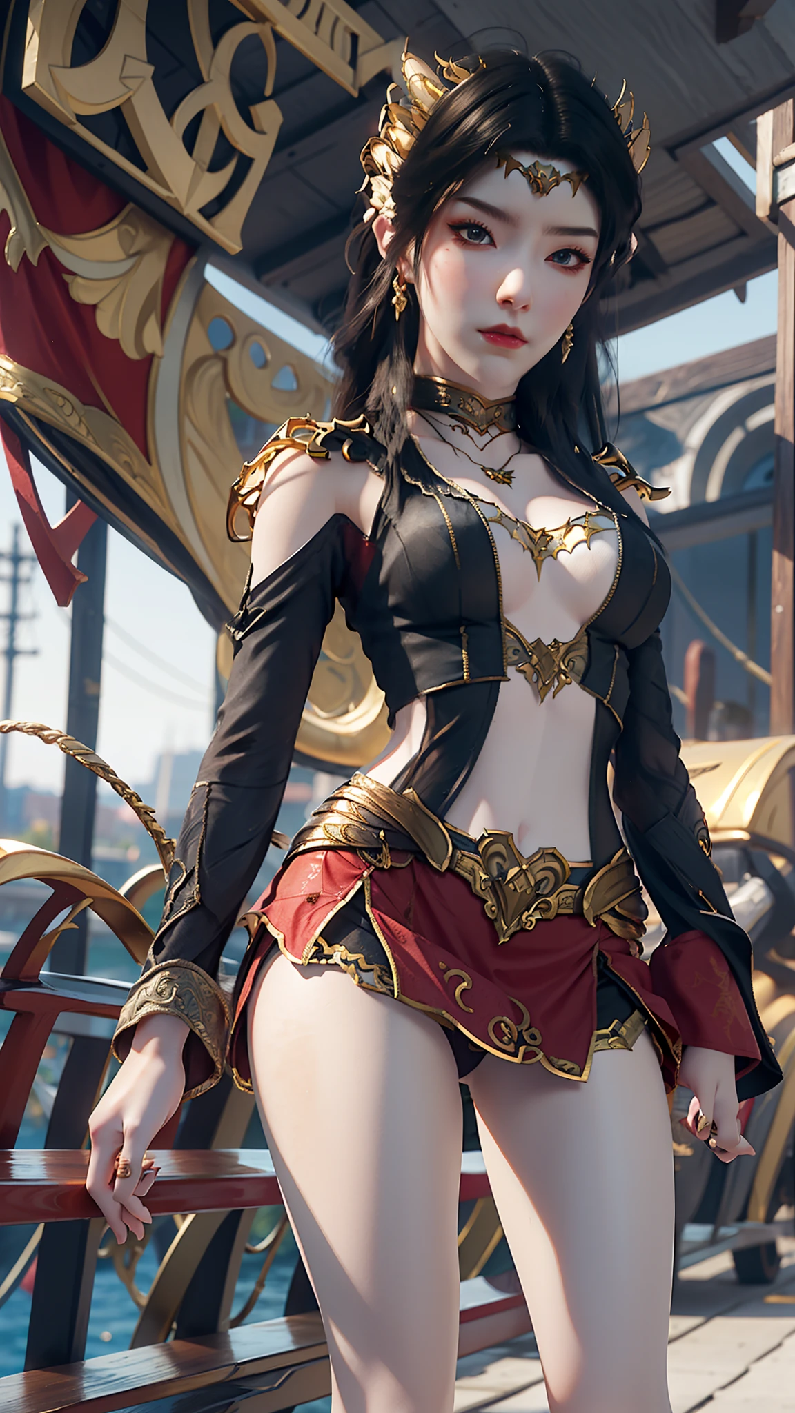 Close-up of a woman in a short skirt standing on a boat, Extremely detailed Artgerm, Range Murata and Artgerm, Style Artgerm, art-style, trending artgerm, beautiful and seductive anime woman, IG model | Art germ, Artistic germ style, 《overwatch》Anna, like artgerm