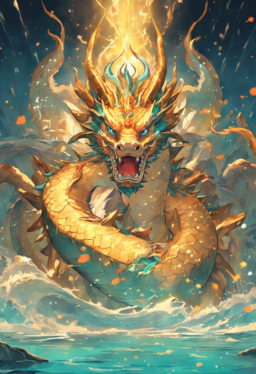 1. Chinese mythology, East Sea Dragon King, Majestic, Powerful, (Ancient deities:1.3), (Serpentine:1.2), (Beard and mustache:0.8), (Whiskers:0.9), (Huge size:1.5), scales, Vibrant colors, Shimmering water, (the reef:1.1), (Golden crown:1.2), (Dragon-shaped throne:1.4), (Flowing robes:1.1), (Dragon-shaped beard ornaments:1.3), (Emerald eyes:1.2), (pearls necklace:1.2), (Golden Trident:1.4), (levitating:1.1), (Sky clouds:1.3), (shimmering dazzling lighting:1.2), (Crashing waves:1.3), (A palace full of treasures:1.5), (Schools of colorful fish:1.2), (an underwater city:1.4), magnifica, Mythical, Magnificent, Extensive and detailed, standing apart, Traditional Chinese architecture.