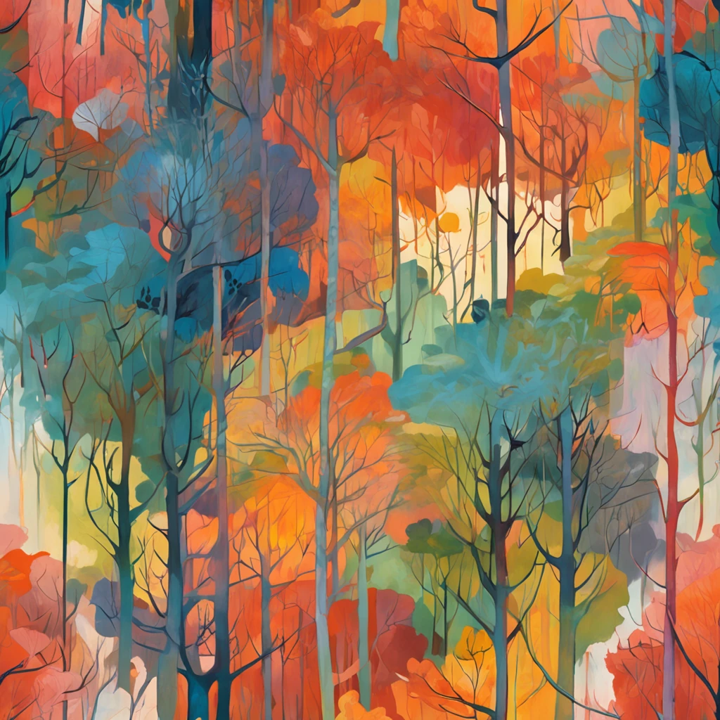 Intricate painting details of Japanese forests, by range murata, galaxy in background, Clouds, vivd colour, High contrast, Mountain, vector line art, orange highlights, trending in pixiv, anime concept art, Stick, Mattire, high high quality, Edge to edge, Sanskrit