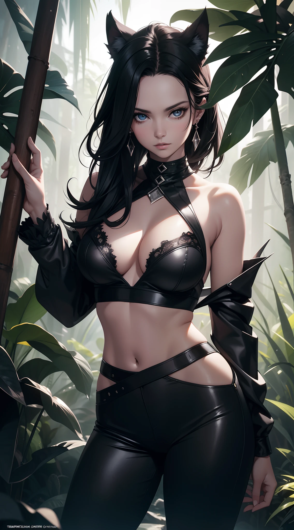 tmasterpiece, Johnny Depp walks through the jungle at night in a firefly, (high detal:1 1), Rough face, cleavage,black long pants,Black Panther,Off-the-shoulder attire,Large breasts,Natural skin, high qulity, NSFW, beautidful eyes, (Detailed face and eyes), (the face: 1 2), noises,Extra, real photograph, ....PSD, Lamp film photography, sharp fokus, contrasty lighting, Delicate skin, High resolution 8K, insanely details, realisticlying, professional photoshooting, 8K UHD, SLR camera, softlighting, high high quality, filmgrain, Fujifilm XT3