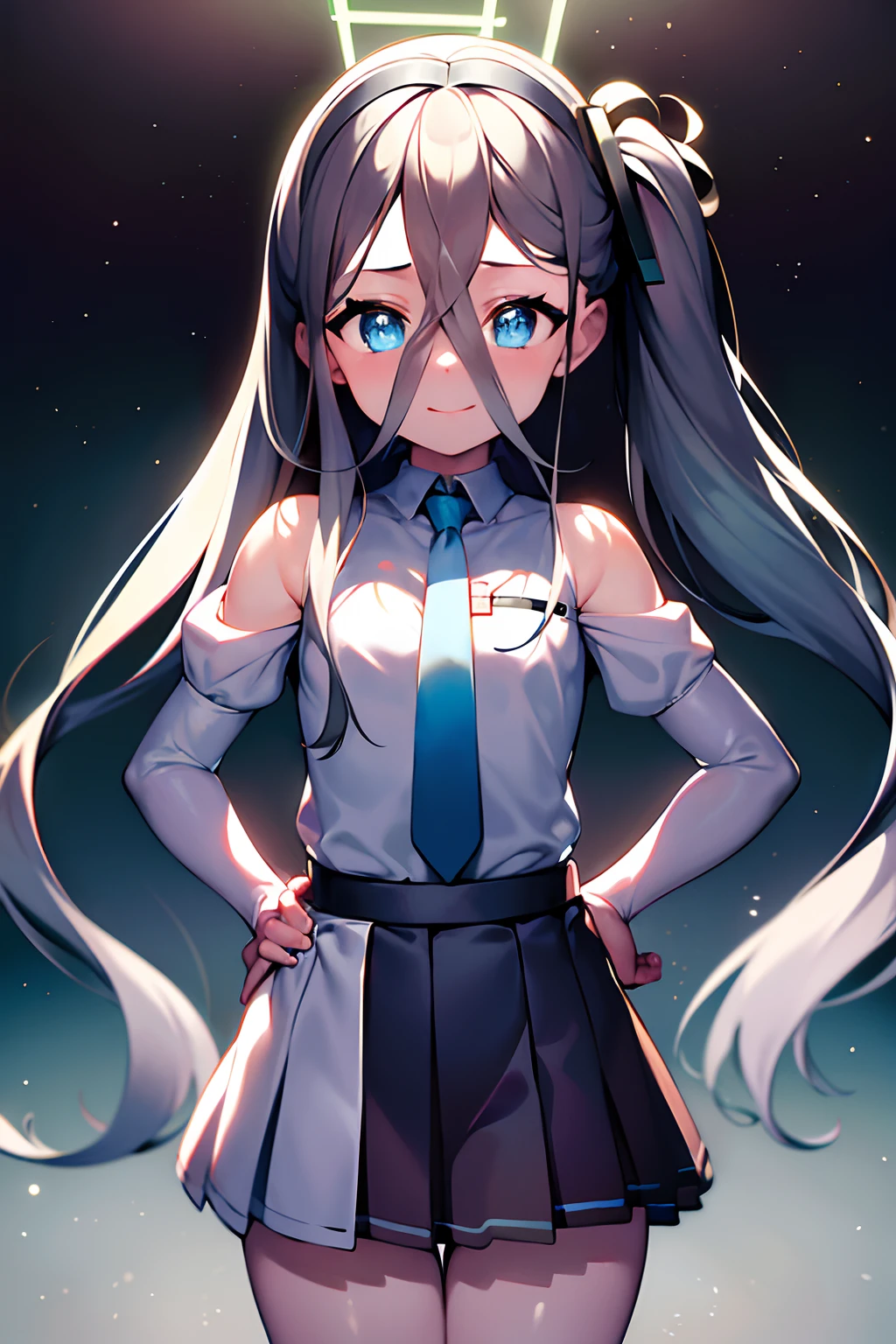 masterpiece,best quality,ultra-detailed, ray tracing,perfect lighting, original_alice,alice_halo, (shiny skin:1.2)[wet with oil:0.3],reflection, .put hands on the hip.up chest.
