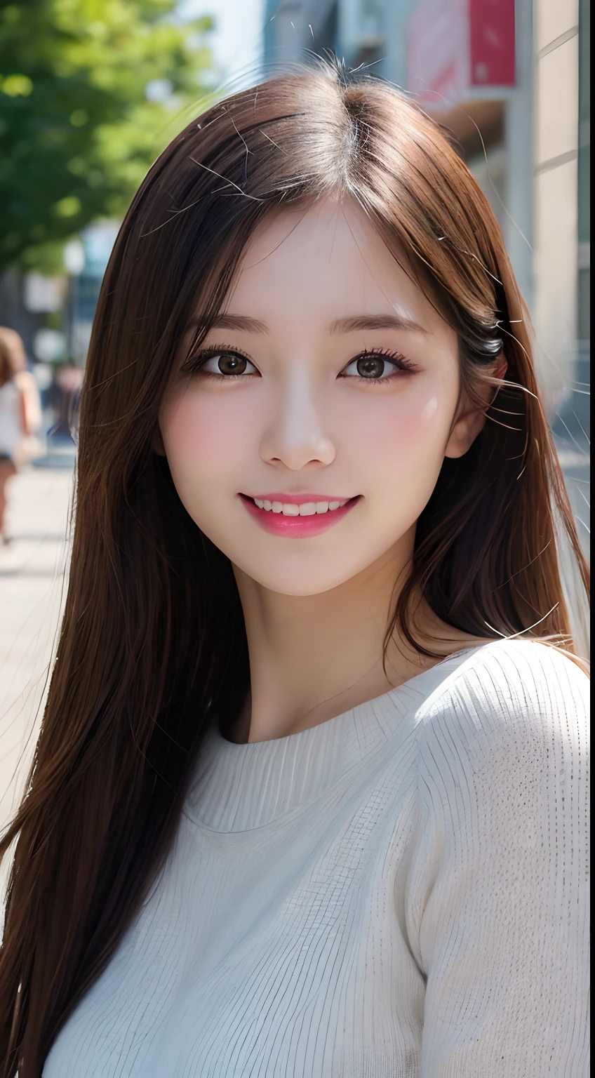 masutepiece, Best Quality, Illustration, Ultra-detailed, finely detail, hight resolution, 8K Wallpaper, Perfect dynamic composition, Beautiful detailed eyes, doress,Medium Hair, mid-chest, Natural Color Lip, Random and sexy poses,Smile,Aoyama Street Walk、20 years girl