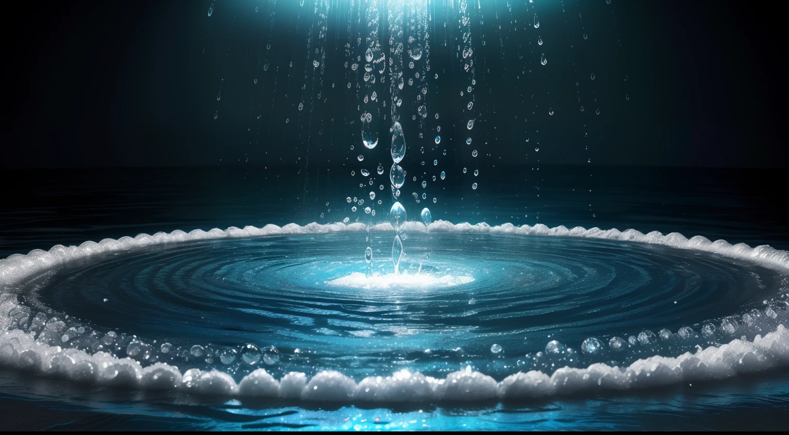 ((gotas de lluvia cayendo en un charco de agua, solo lluvia, gotas y salpicaduras multicolores )), (fotogragia digital ,luz diurna, gran acercamiento, zoomed, , salpicaduras gotas congeladas multicolores, ondas expansivas en circulos concentricos en la superficie del agua, brillos tornasolados), Alberto Severo art, obra hiper realista, efectos 3D, Ultra HD, obra de arte magistral ,cinematic lighting,16k Arte digital 4K altamente detallado, Pintura digital intrincada, Arte digital detallado 4K,Esta cautivadora pantalla, skillfully crafted with the animation capabilities of Cinema 4D, Bring water droplets to life in a symphony of textures and colors. The final composition, Enriched with gamma correction and tone mapping techniques, reflects the unique artistic styles of Alberto Severo