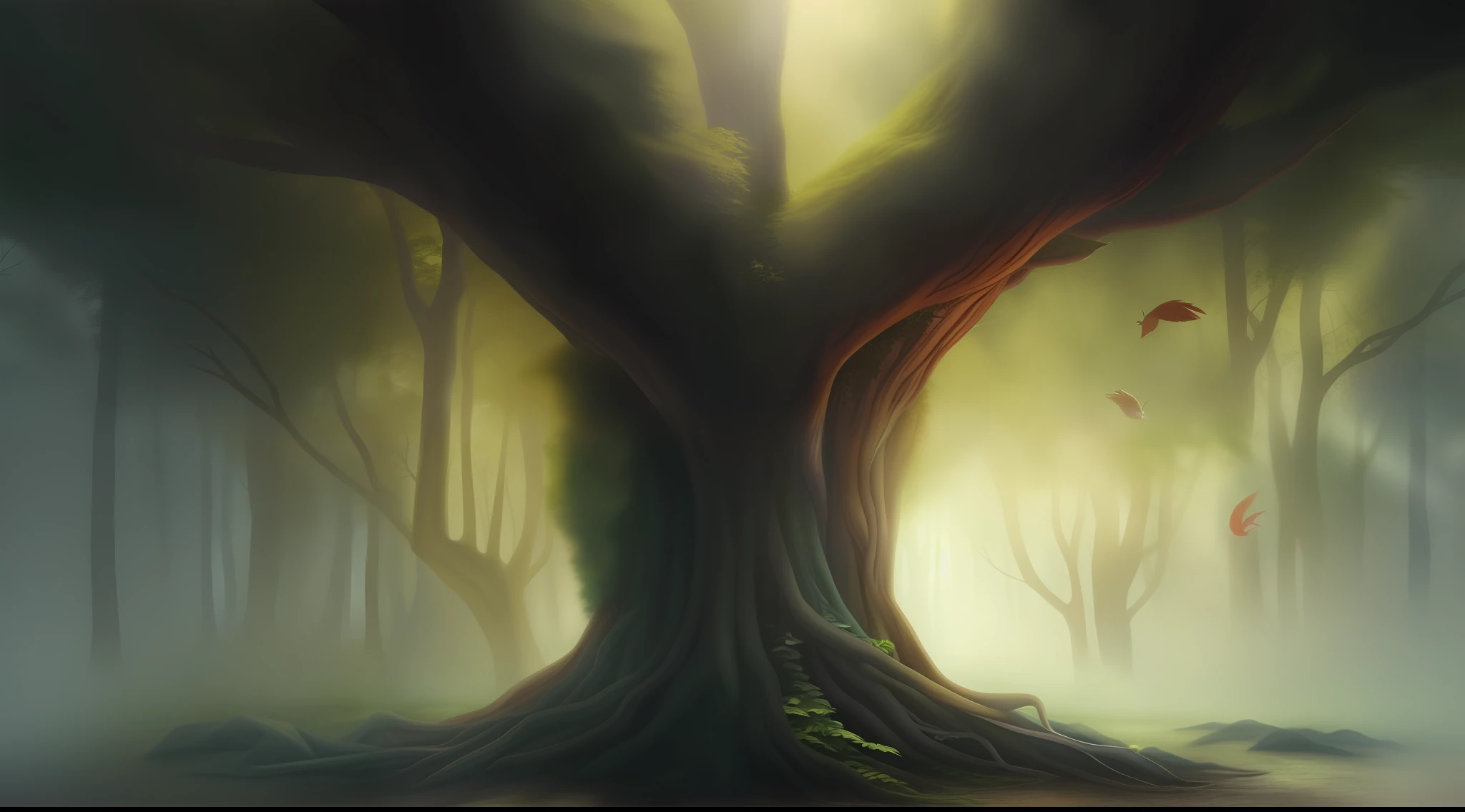 Fantastic forest、Entrada misteriosa、Emits a soft etheric glow、Poderes misteriosos、The world beyond the entrance will change forever。Plantas e criaturas brilhantes decoram a paisagem、Seres de outro mundo aparecem。It depicts the poignant moment when you find a fantastic entrance。Create works that express the transition from everyday life to fantasy。very realistic, fotografia, Ponto de vista de uma pessoa, Super Detalhe, alto detalhamento, alta qualidade, em 8K