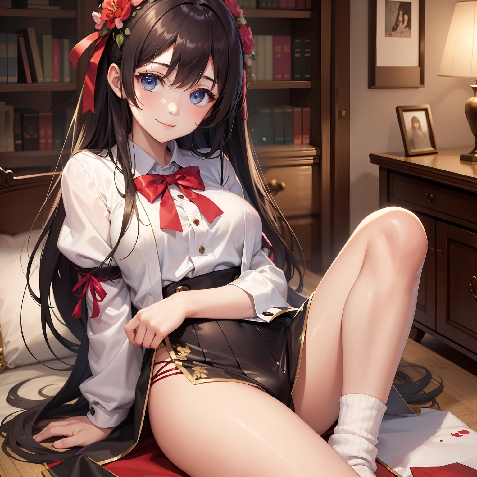 Beautiful Girl Harem　a smile　top-quality　​masterpiece　Beautiful Girls　Long　校服　Loose Socks　超A high resolution　beautiful a girl