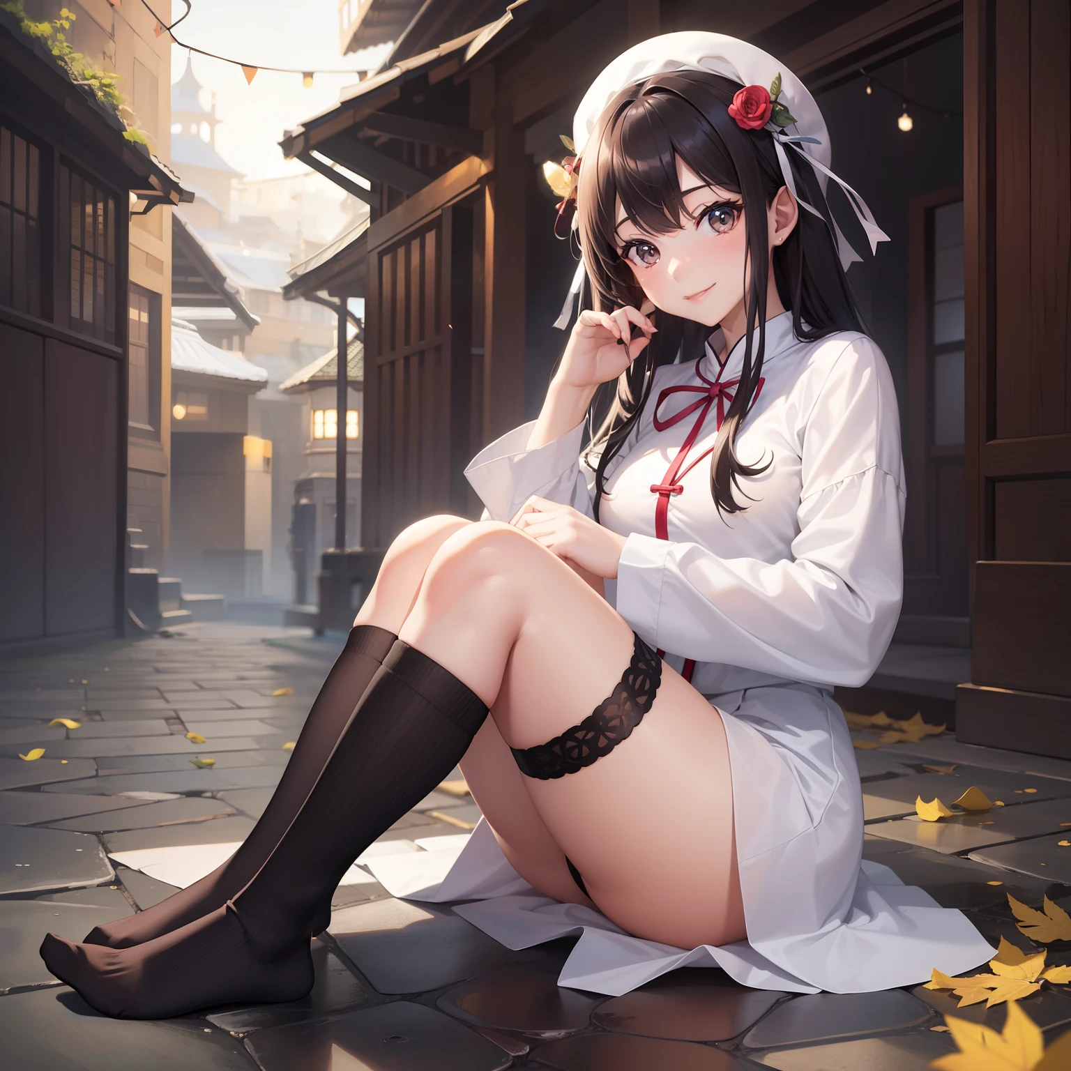 Beautiful Girl Harem a smile top-quality masterpiece Beautiful Girls Long 校服 Loose Socks 超A high resolution beautiful a girl