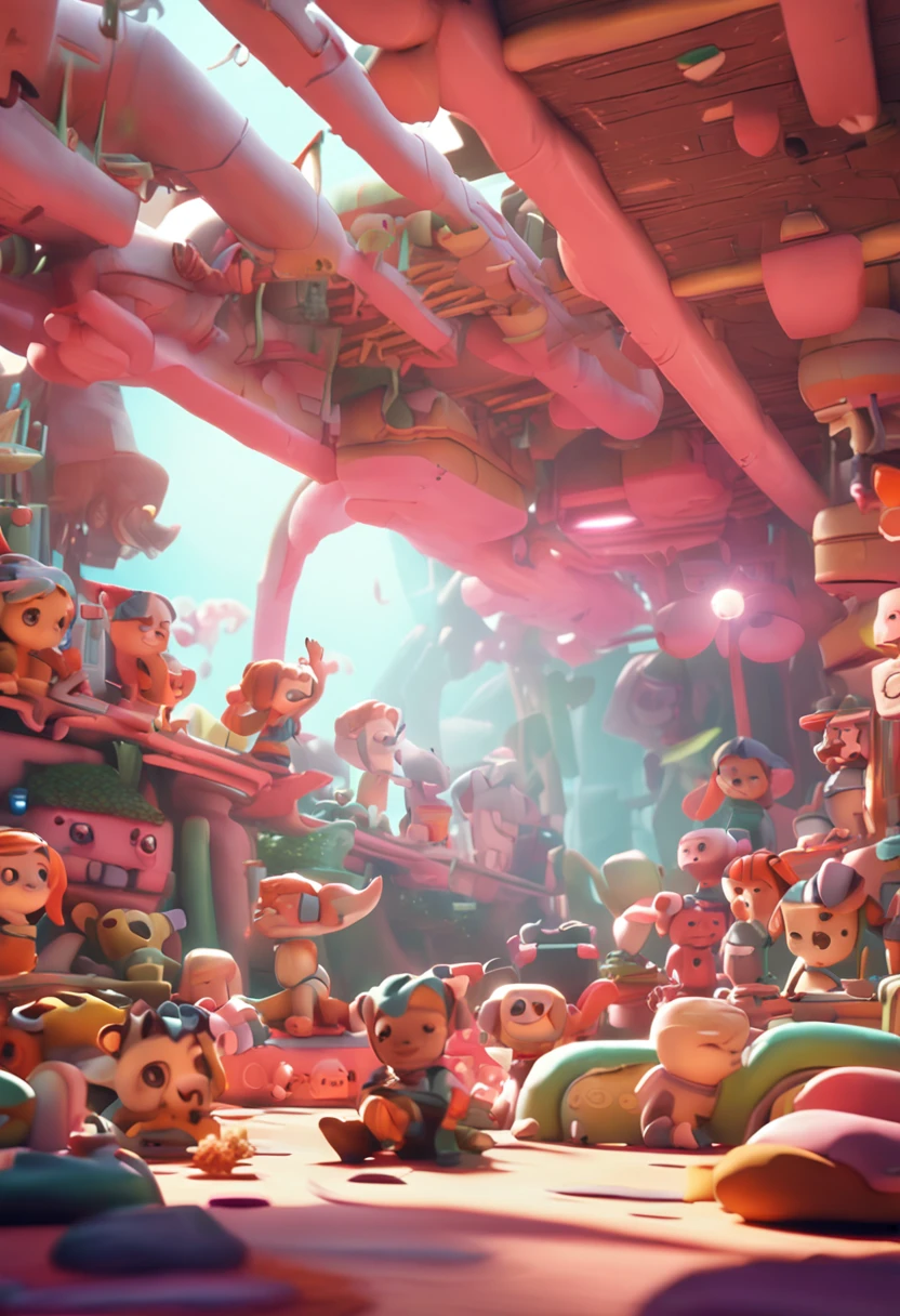 Minitary，Super cute clay world, cute clay freeze frame animation, tiltshift，Excellent lighting，Volume music，brush rendering，。.3D，surpass
detail