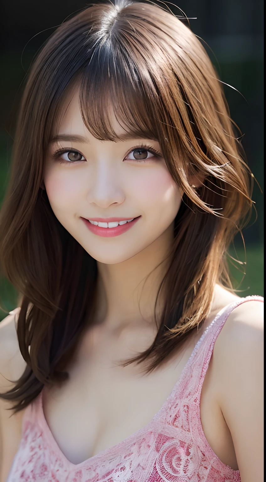 ulzzang-6500-v1.1,(8k、Raw photo、highest quality、masterpiece:1.2)、High resolution、wallpaper、(realistic、Photoreal:1.37)、bright lighting、professional lighting、face light、professional smooth lighting、japanese woman、20-year-old、Beautiful woman、action、gravure、sexy、super beautiful、Fine and beautiful skin、skin texture、beautiful and detailed eyes、detailed face、slim waist、Beautiful long hair、brunette colored hair、black eyes、look at the camera、Upper body floating hair、human body as a whole、Japanese high 、high school girl、School zone、Cherry tree、red ribbon、bob hair、Smile