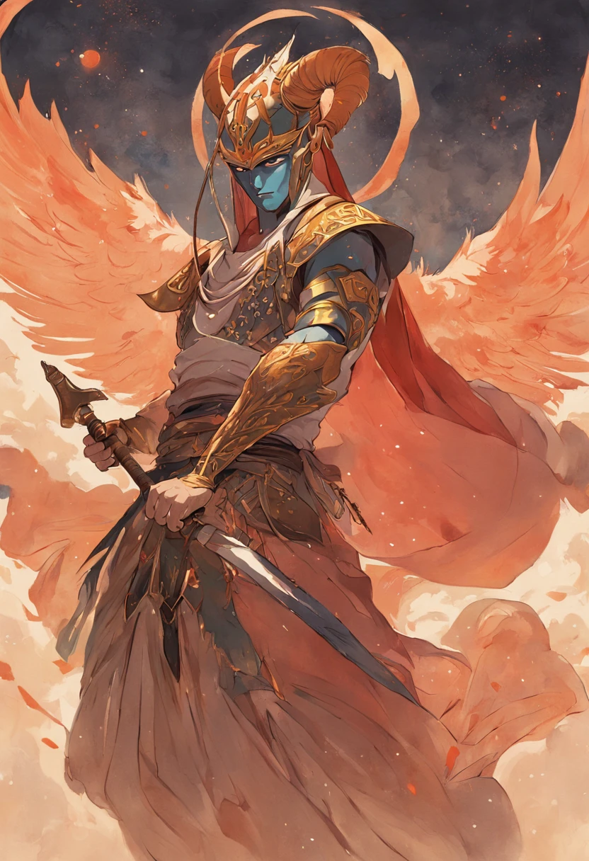 arab jinn warrior, painterly gouache, leyendecker