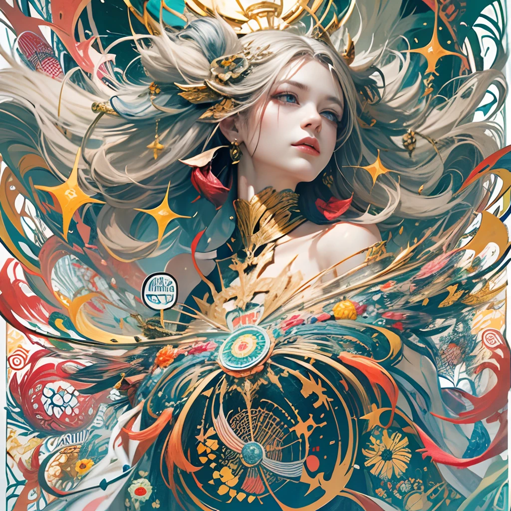 (Realisticity: 1.2), Best Quality, 1girl in, Official art, Unity 8k壁纸, ultra-detailliert, Beautiful and aesthetic, masutepiece, Best Quality, (Zentangle, mandalas, Tangle, Entangle), (Fractal Art:1.3) , 1girl in, Extremely detailed, Dynamic Angle, cowboyshot, Most Beautiful Form of Chaos, Elegant, a brutalist designed, vivd colour, romanticism, by james jean, roby dwi antono, by Ross Tran, Francis Bacon, michal mraz, Adrian Ghenny, petra cortright, Gerhard Richter, Takato Yamamoto, Ashley Wood, Atmospheric, ecstasy of musical notes, streaming musical notes visible