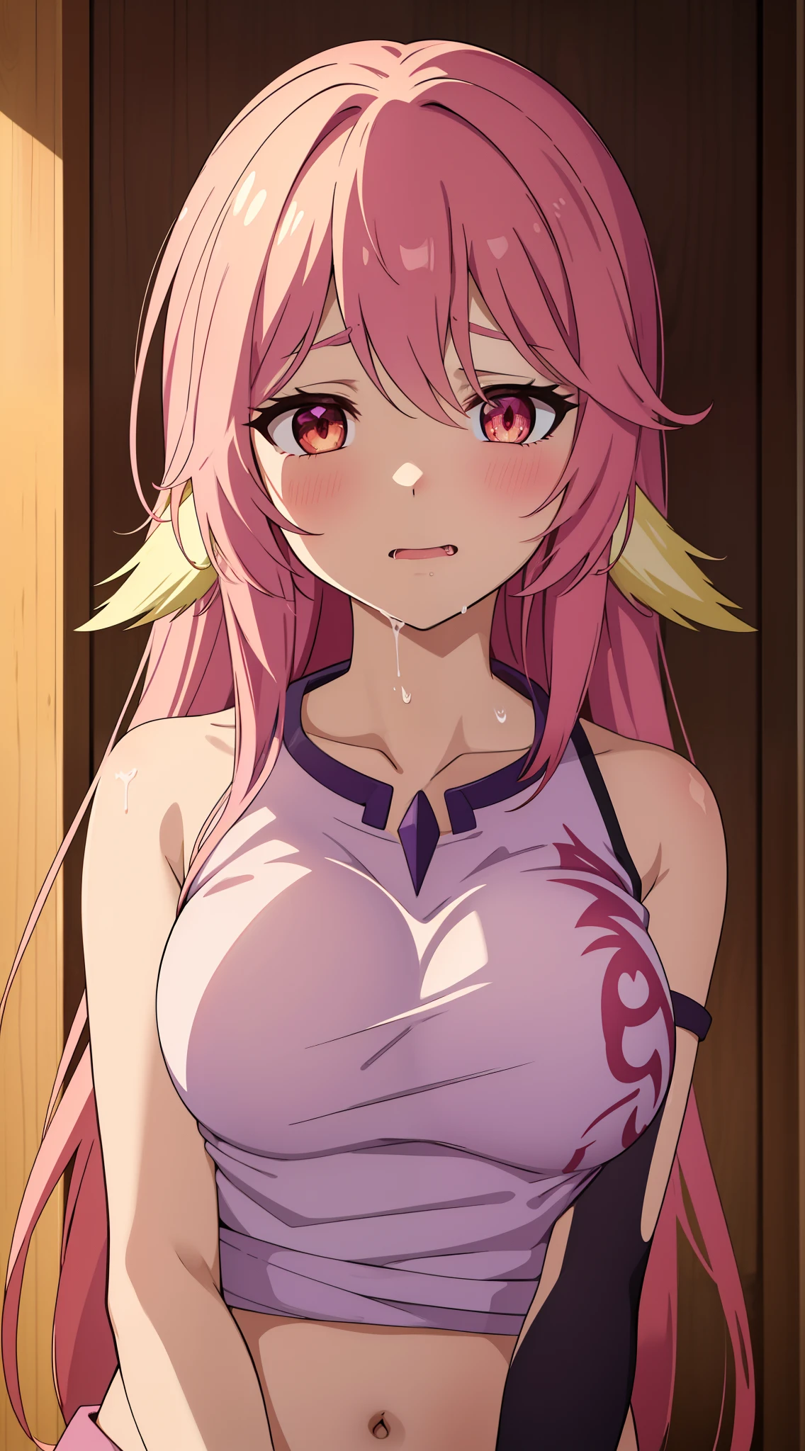 Best quality, Jibril, orgasm, drooling, blushed, ((((upper body)))), masterpiece, the girl is in gre pain