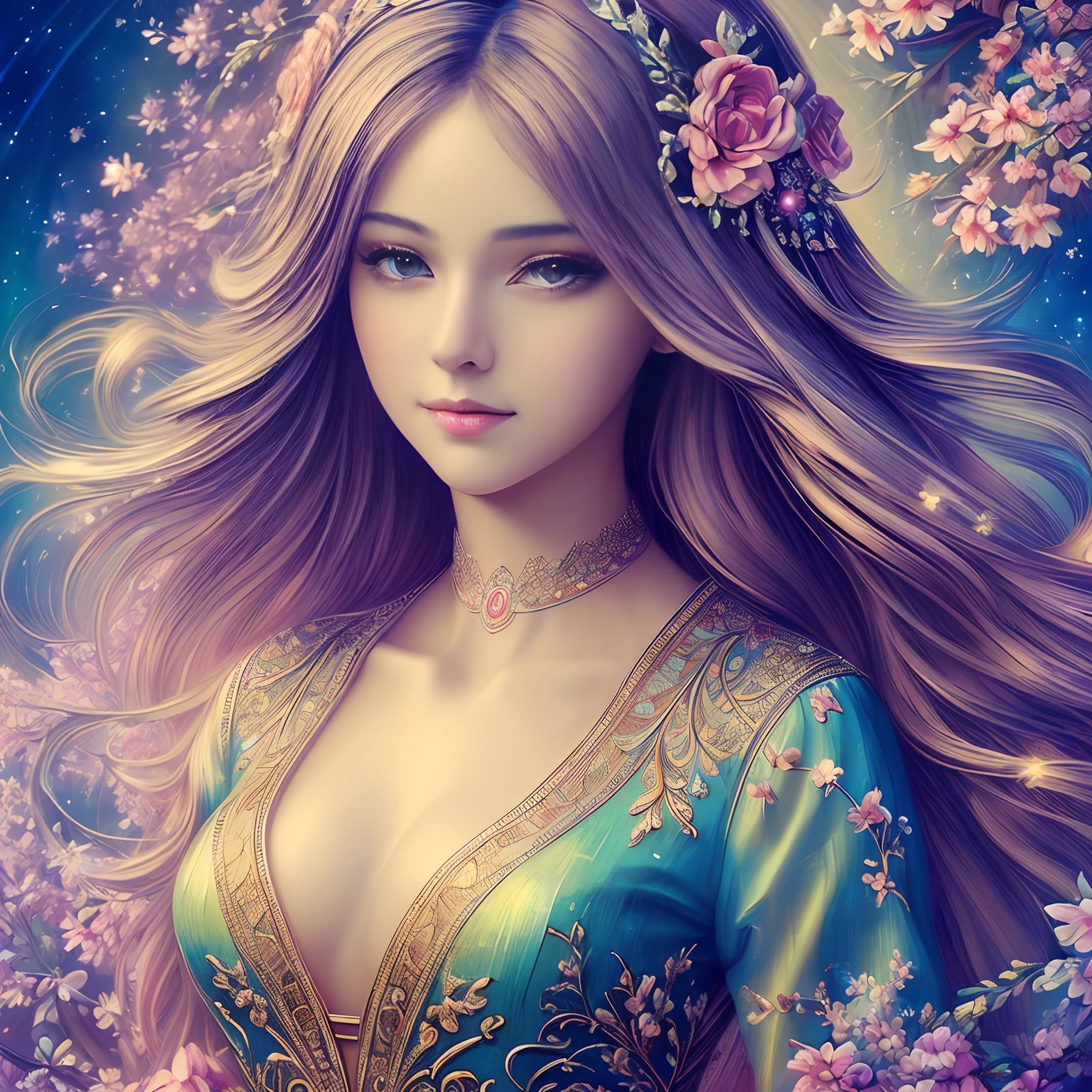 (masterpiece, best quality, beautiful digital art:1.4), dream in color, magical, ultra detailed, insanely intricate, wallpaper, 8k, 1 girl