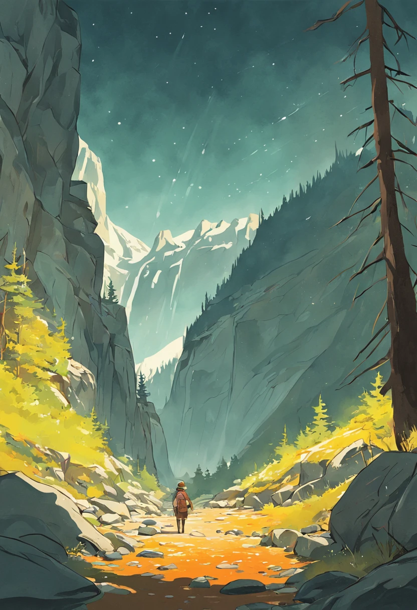 vector image of Banff National Park in Alberta , art, no words, WPA's Federal Art Project, clean, bright, intricate detail
