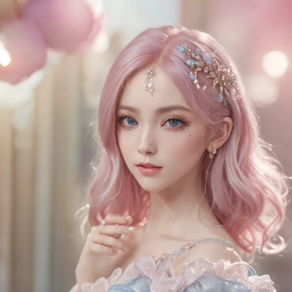 (Best Quality:1.3),4K,8K,8K Portrait,16 K,(masutepiece:1.2),1girl in,Solo,(maximalism:1.5),opal,ultra-detailliert,absurderes,(very detailed beautiful face and eyes:1.3), (Highly detailed beautiful hair:1.3),delicate composition, (Full body:1.5),(full-length figure:1.5), Super cute girl,(Medium Hair:1.4),Pink eyes,light blue eyes,(Pink hair:1.2),(Light blue hair:1.4),(Playboy Bunny:1.6),(Jewelry Hair Ornaments:1.3), (jewelry eyes:1.3),(Eyelashes:1.2),(symbol in eyes:1.3),(hight resolution, Twinkle,Glitter,Lens Flare,light Particle,Shining:1.3),(Cute:1.5)