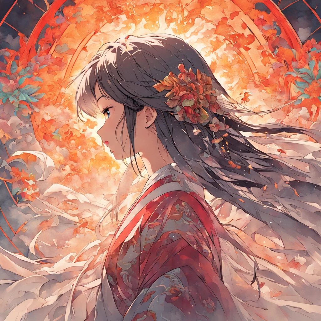 (White background:1.4),(Silhouette of a girl's head, Eyes closed, colorfull long hair, Oriental elements),(Chinese illustration:1.3,paper art:1.3, Quilted paper art:1.2),( reasonable design, Clear lines, High sharpness,Best quality, Very detailed, Masterpiece, movie light effect, 4K )