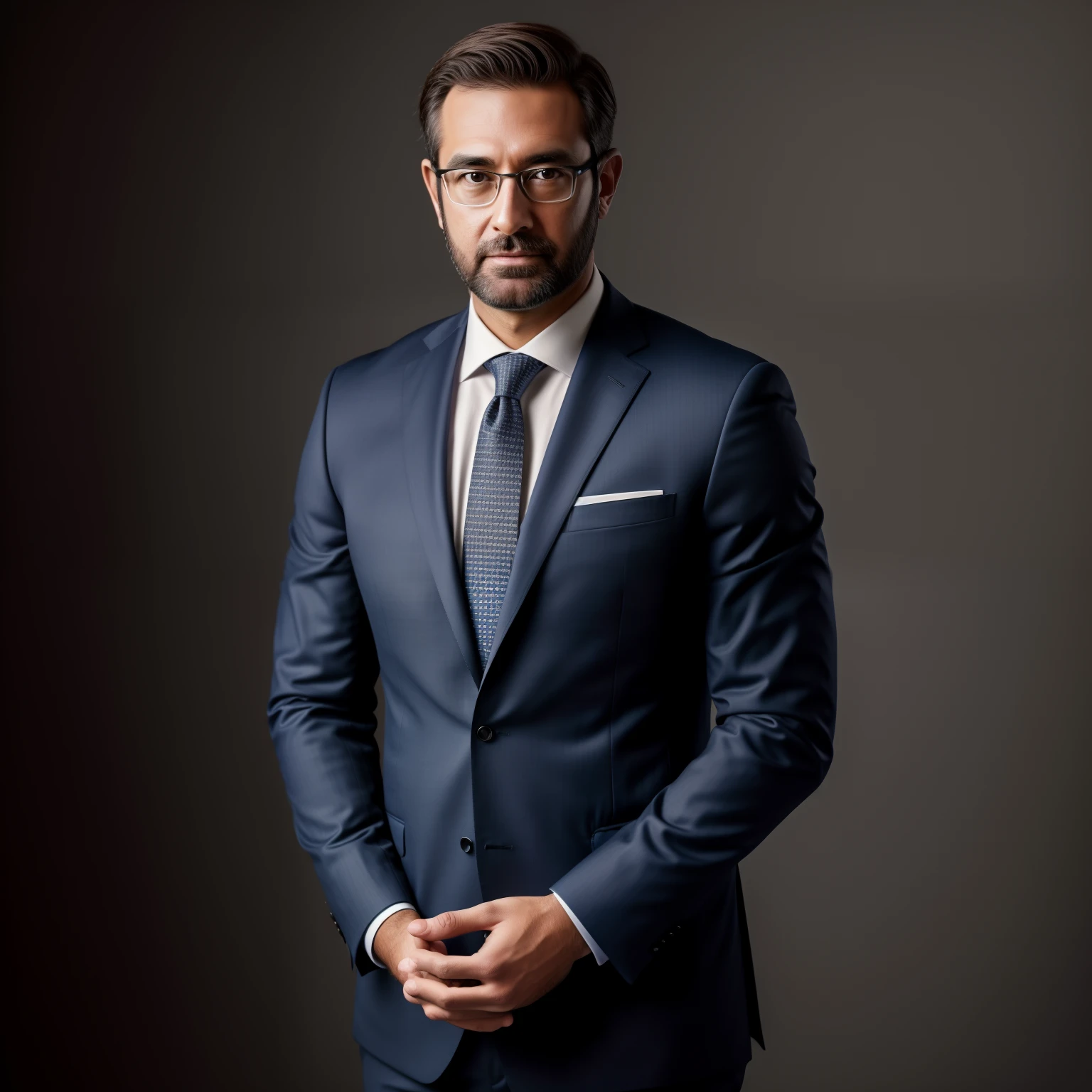 Professional 8k Linkedin photo of a man in suit with studio lighting, Bokeh, Corporate Portrait Head Photography Winner of the best corporate photo, Meticulous details, Hyperrealistic, centered uncropped symmetrical beautiful.