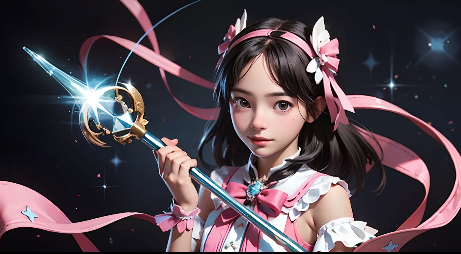photoRealstic,She is a magical girl、Magic wand and magical creatures